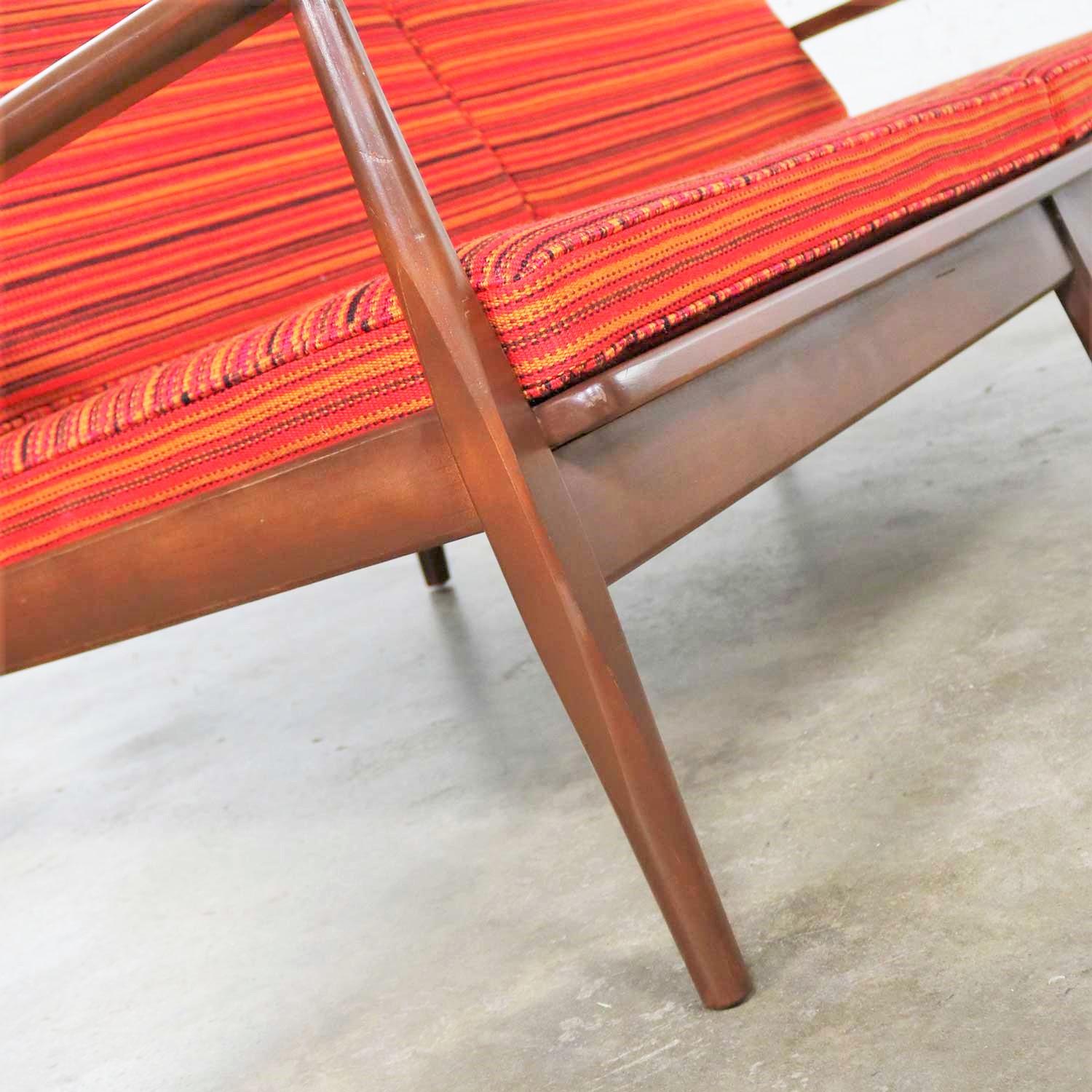 Danish or Scandinavian Modern Loose Cushion Sofa New Red Stripe Upholster 6