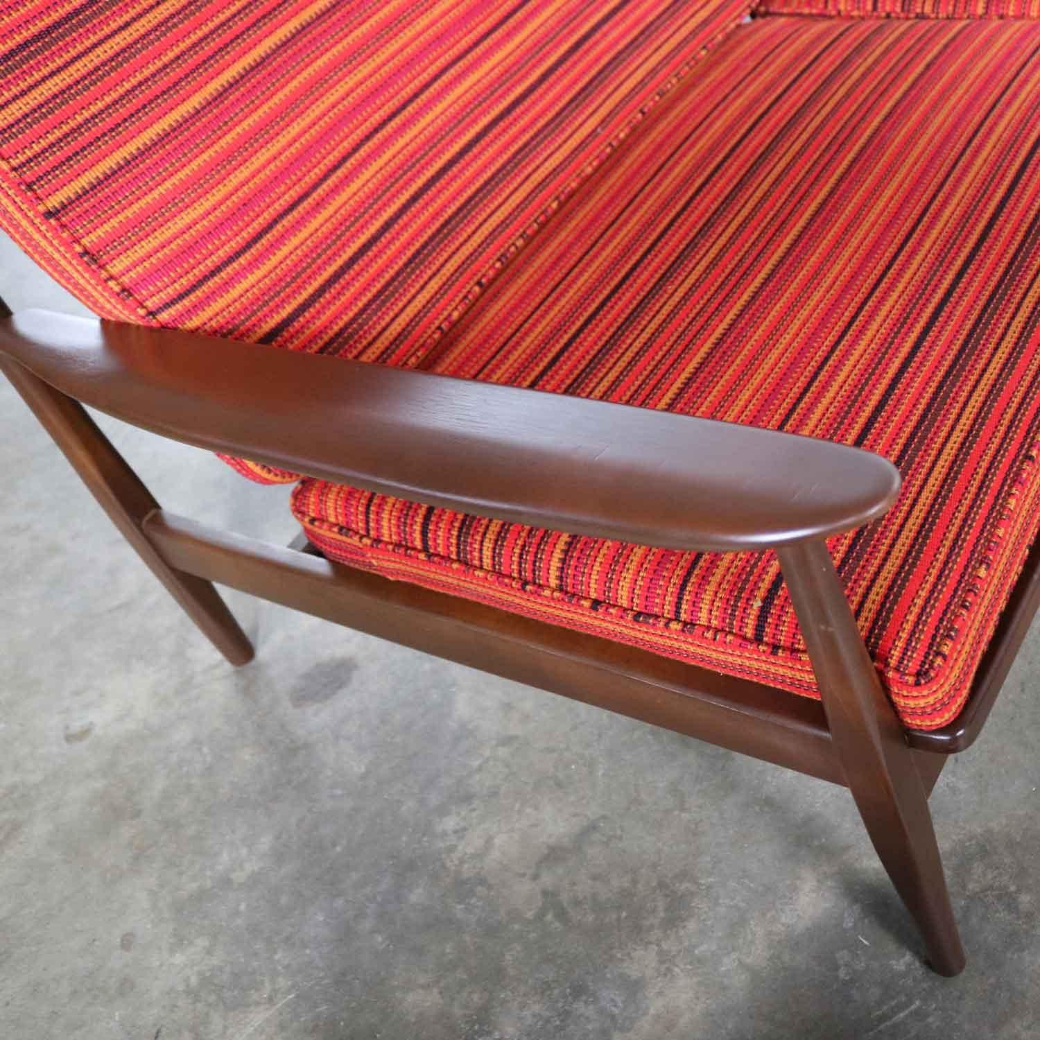 Danish or Scandinavian Modern Loose Cushion Sofa New Red Stripe Upholster 8