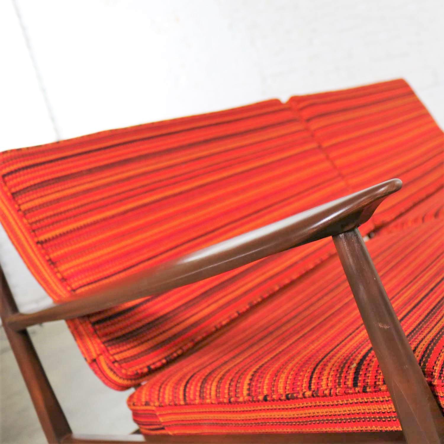Danish or Scandinavian Modern Loose Cushion Sofa New Red Stripe Upholster 9