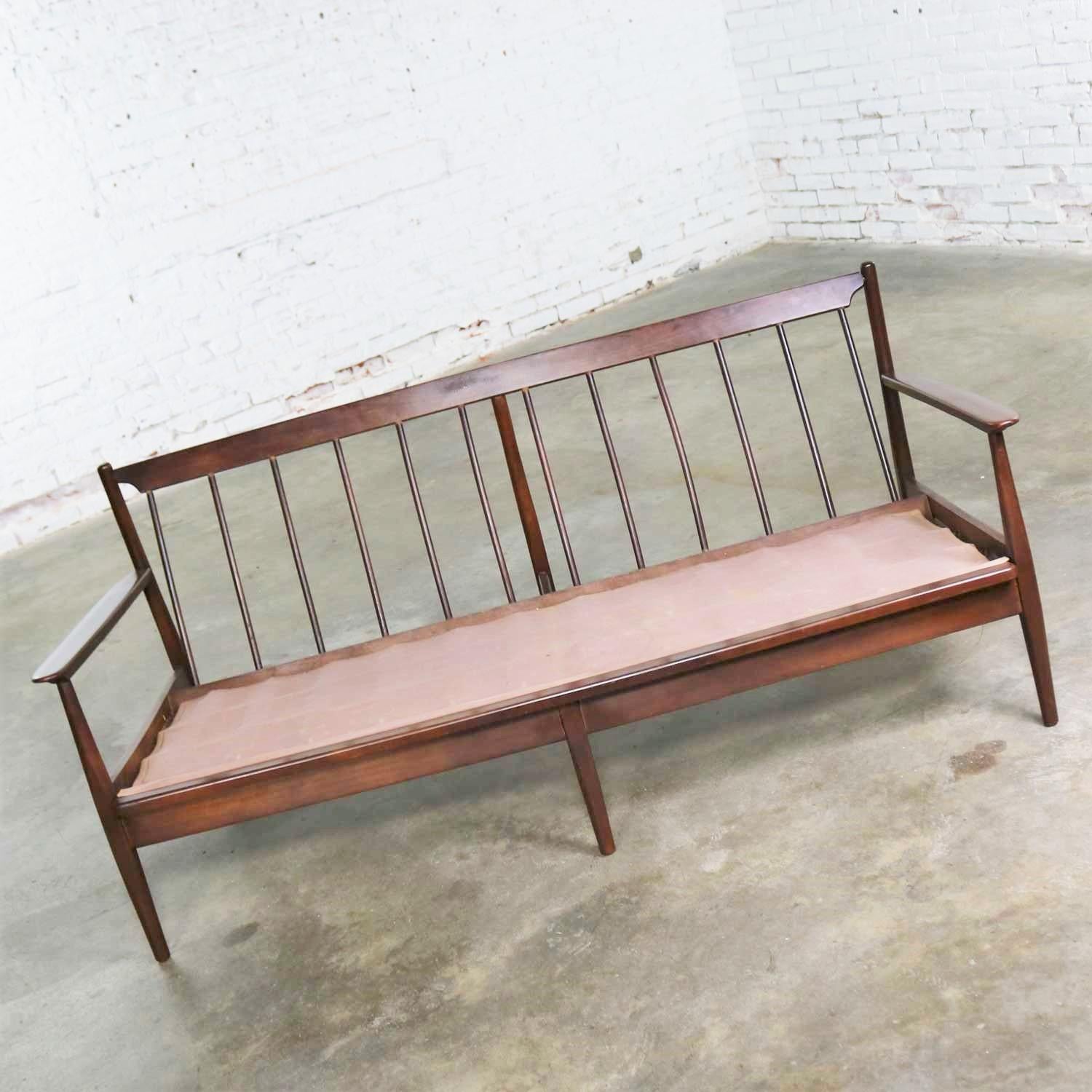 Danish or Scandinavian Modern Loose Cushion Sofa New Red Stripe Upholster 10