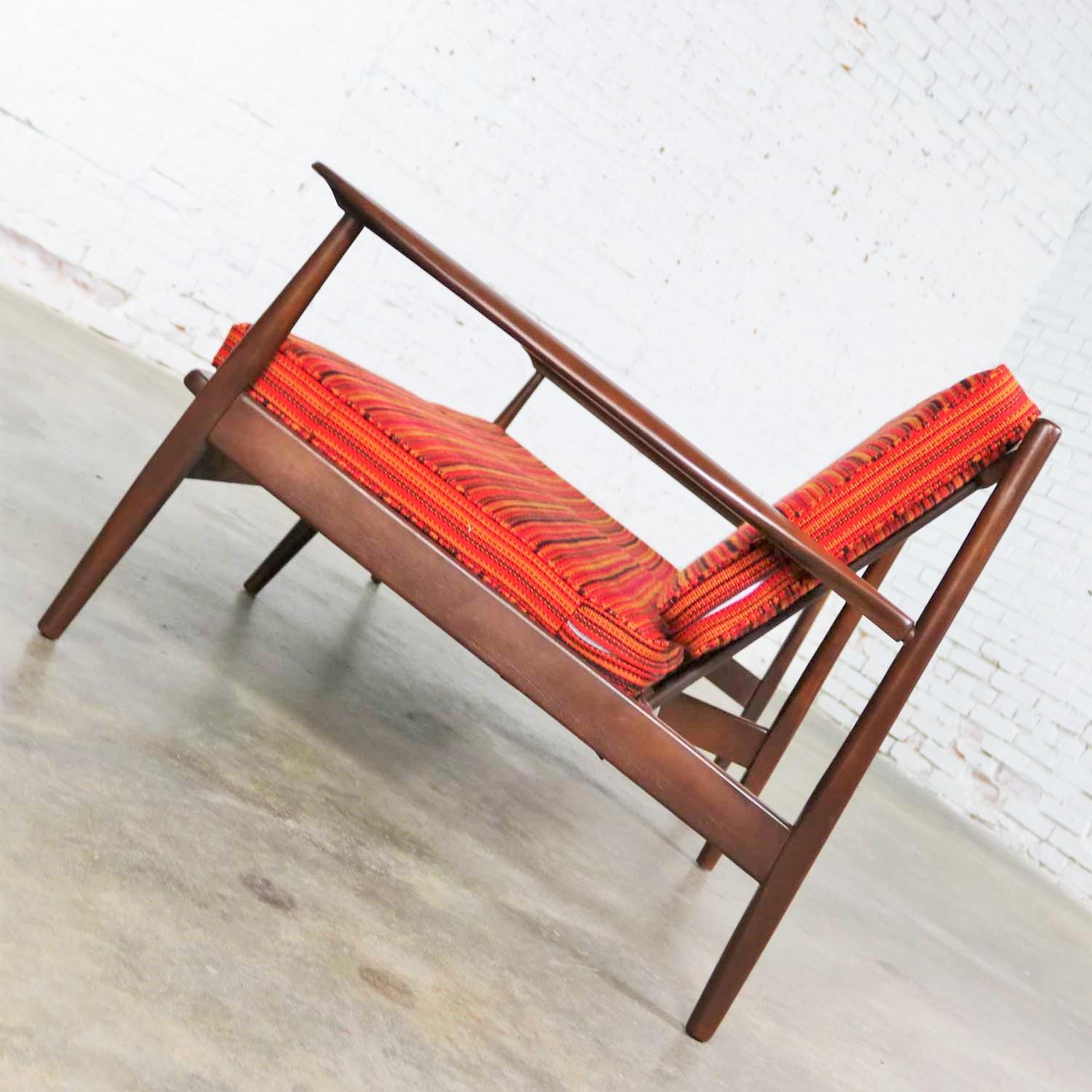 Danish or Scandinavian Modern Loose Cushion Sofa New Red Stripe Upholster 1