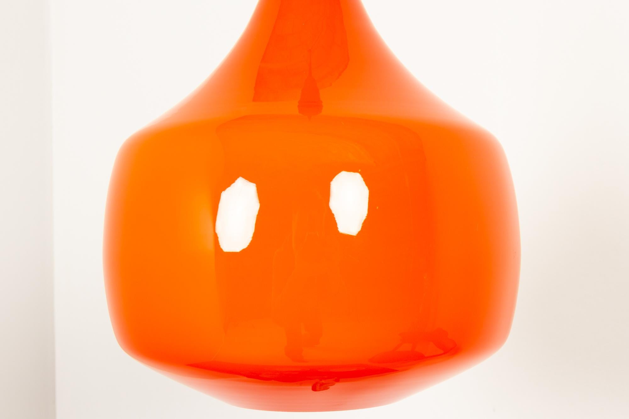 Vintage Danish Orange Glass Pendant by Holmegaard, 1960s In Good Condition In Asaa, DK