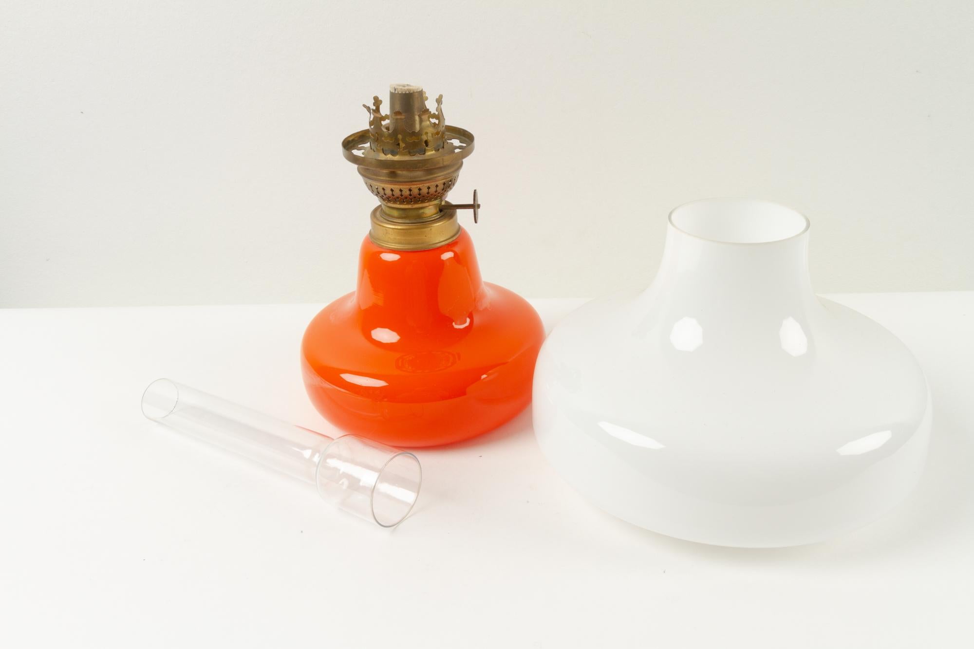 Vintage Danish Orange Oline Oil Lamp by Fog & Mørup, 1960s 1