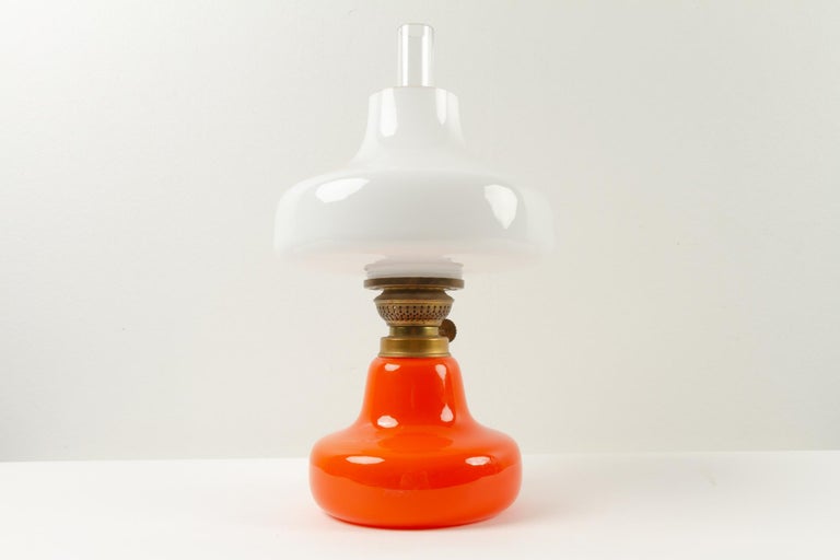 Vintage Danish Orange Oline Oil Lamp by Fog and Mørup, 1960s at 1stDibs
