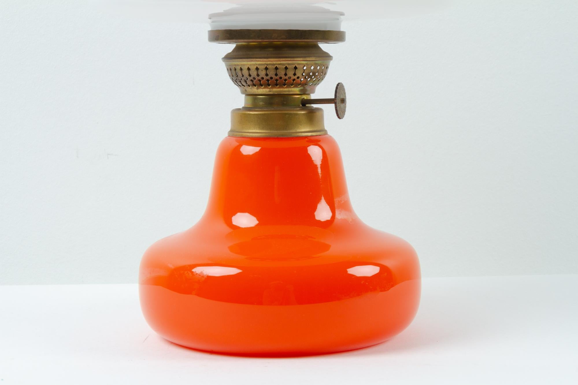 Mid-Century Modern Vintage Danish Orange Oline Oil Lamp by Fog & Mørup, 1960s