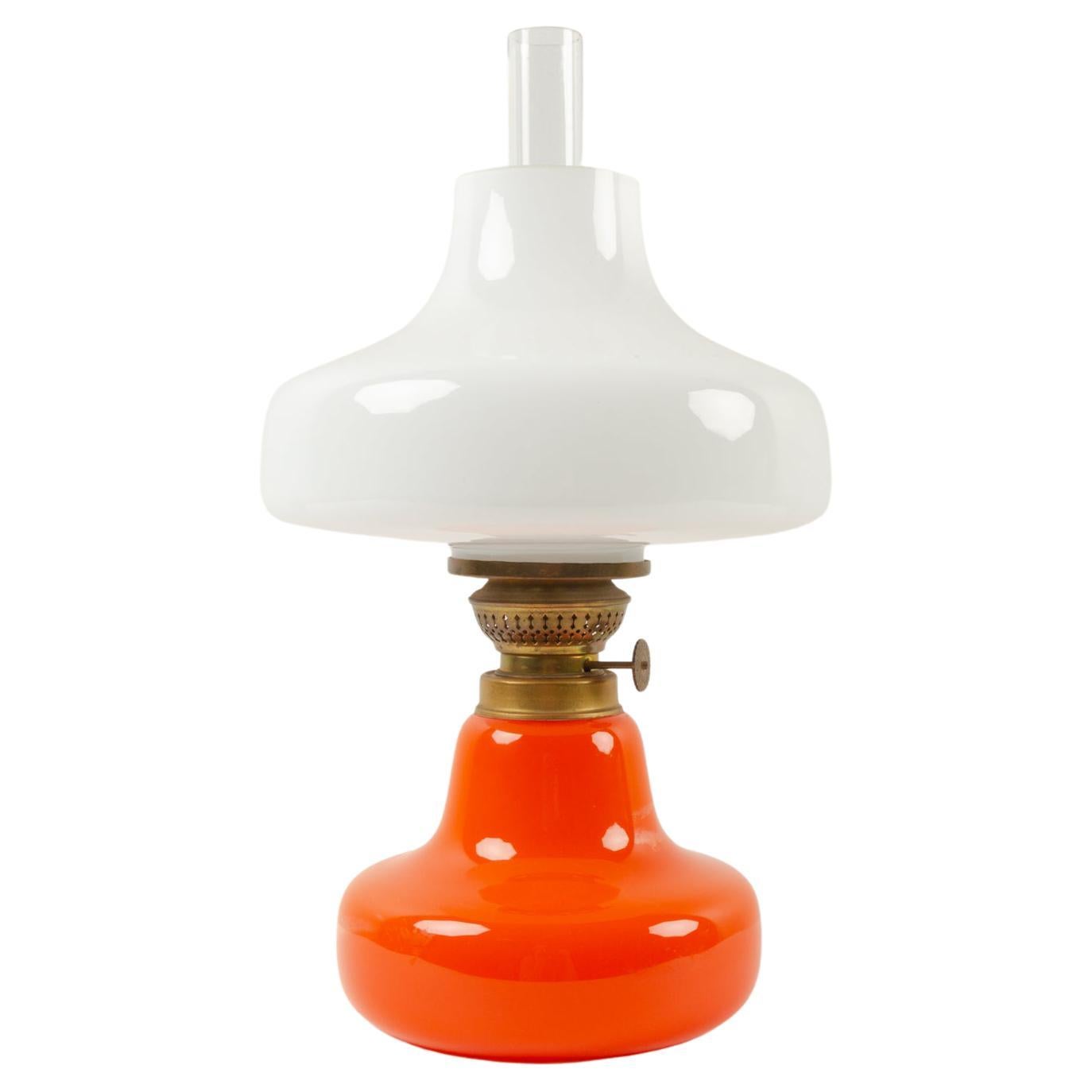 Vintage Danish Orange Oline Oil Lamp by Fog & Mørup, 1960s