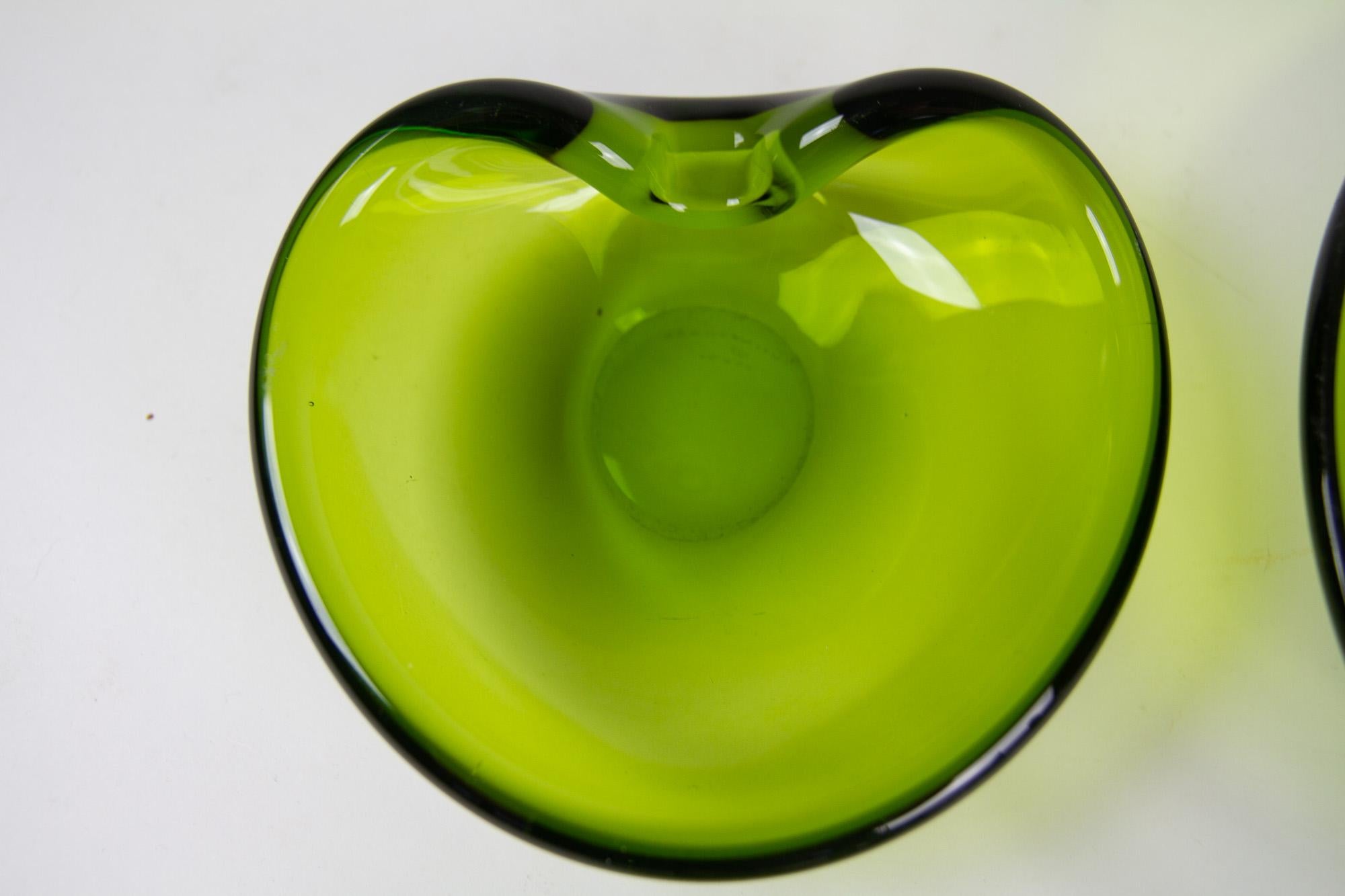 Paire de bols en verre Maygreen vintage danois par Per Lütken, années 1950, lot de 2 en vente 8