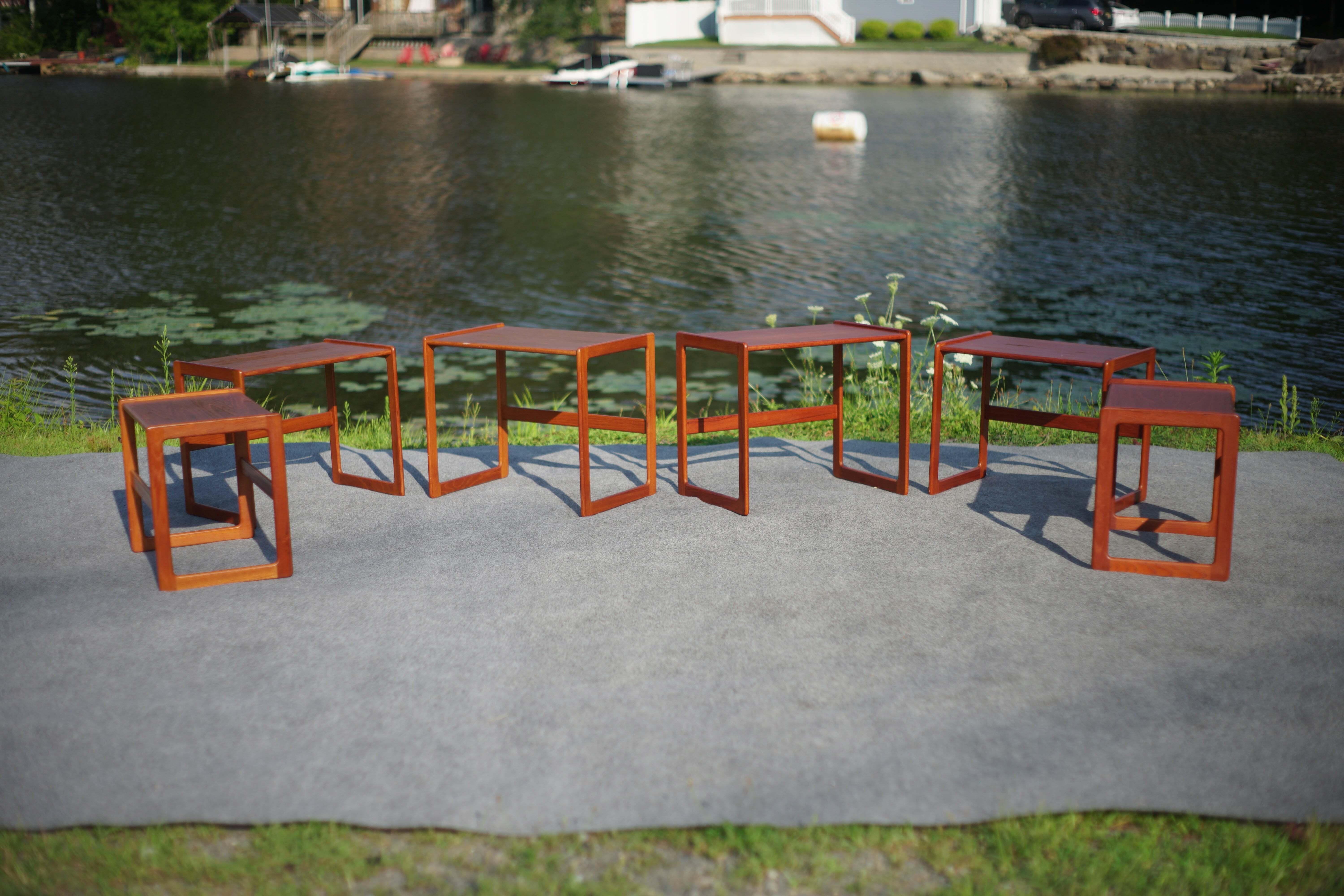 Vintage Danish Pair of Trio Teak Nesting Tables Arne Hovmand-Olsen Mogens Kold For Sale 7