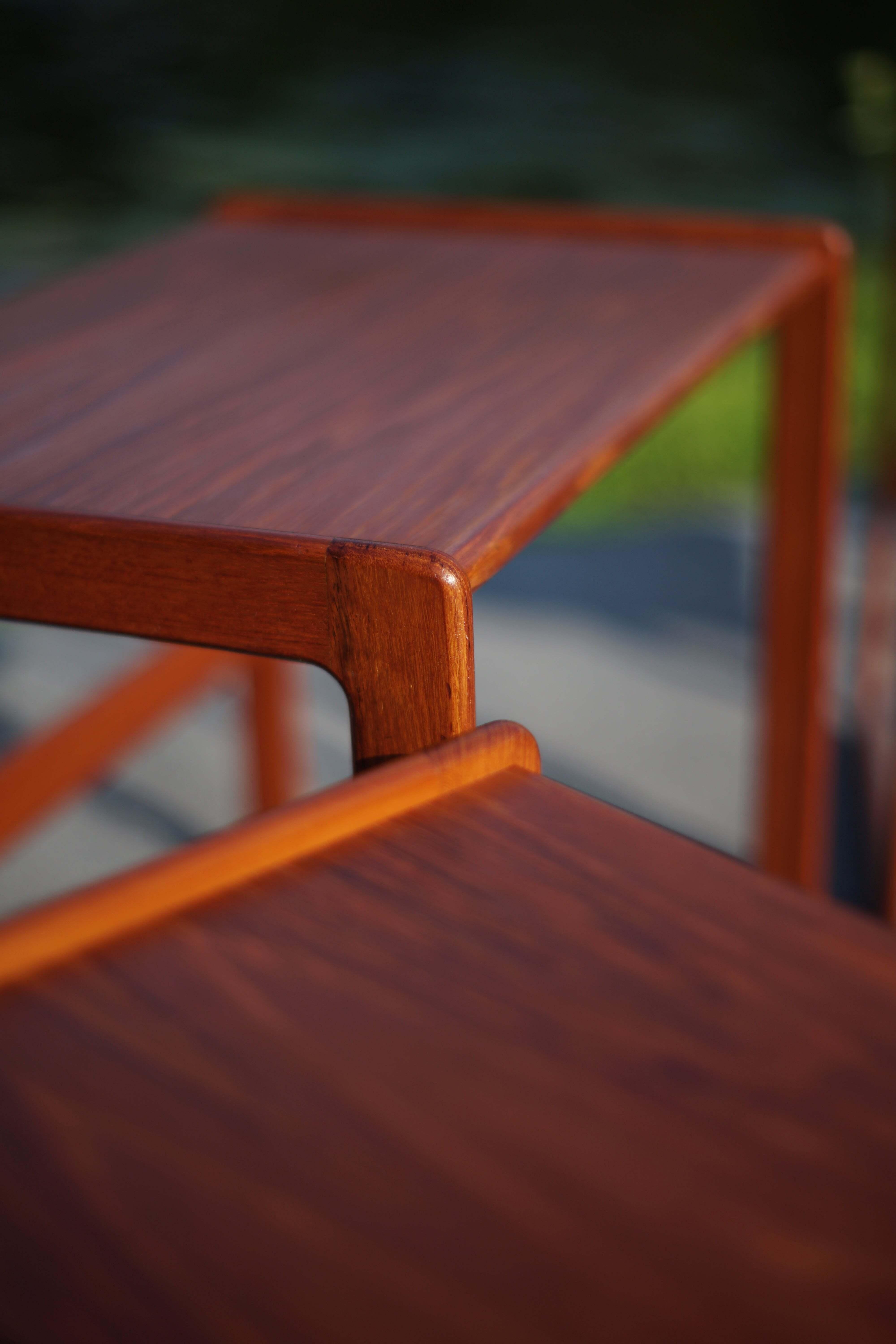 Vintage Danish Pair of Trio Teak Nesting Tables Arne Hovmand-Olsen Mogens Kold For Sale 8