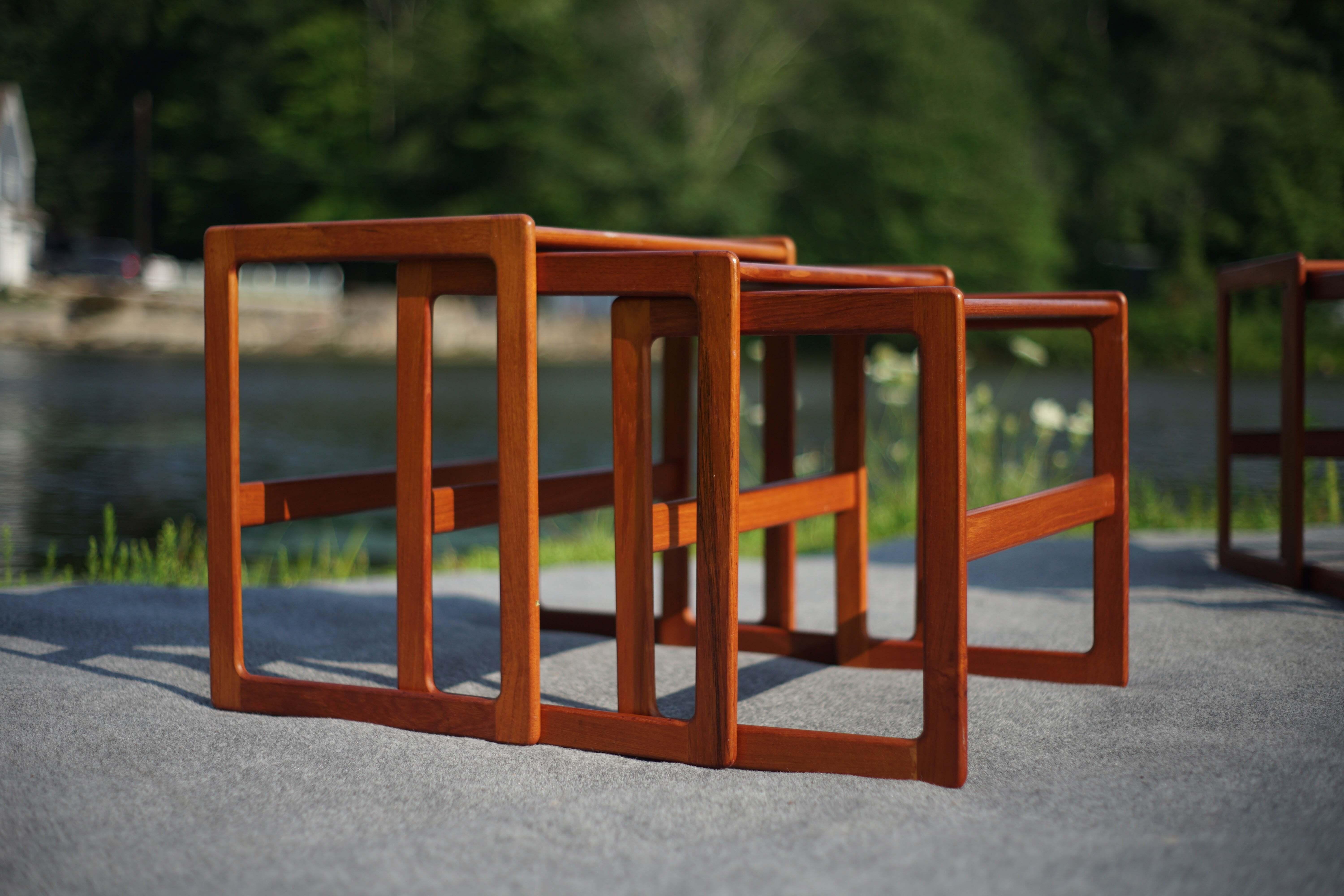 Vintage Danish Pair of Trio Teak Nesting Tables Arne Hovmand-Olsen Mogens Kold For Sale 10