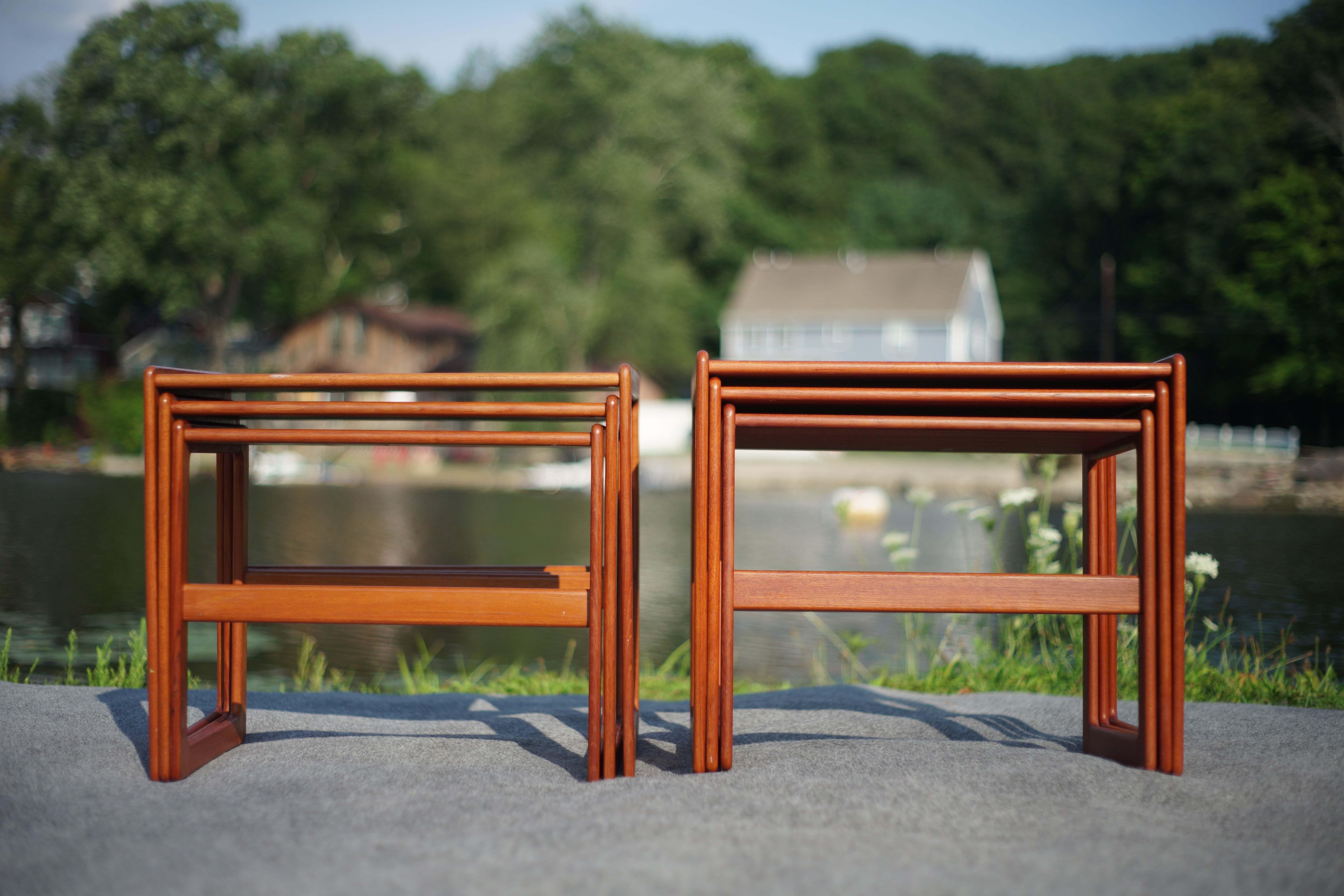 Vintage Danish Pair of Trio Teak Nesting Tables Arne Hovmand-Olsen Mogens Kold For Sale 1