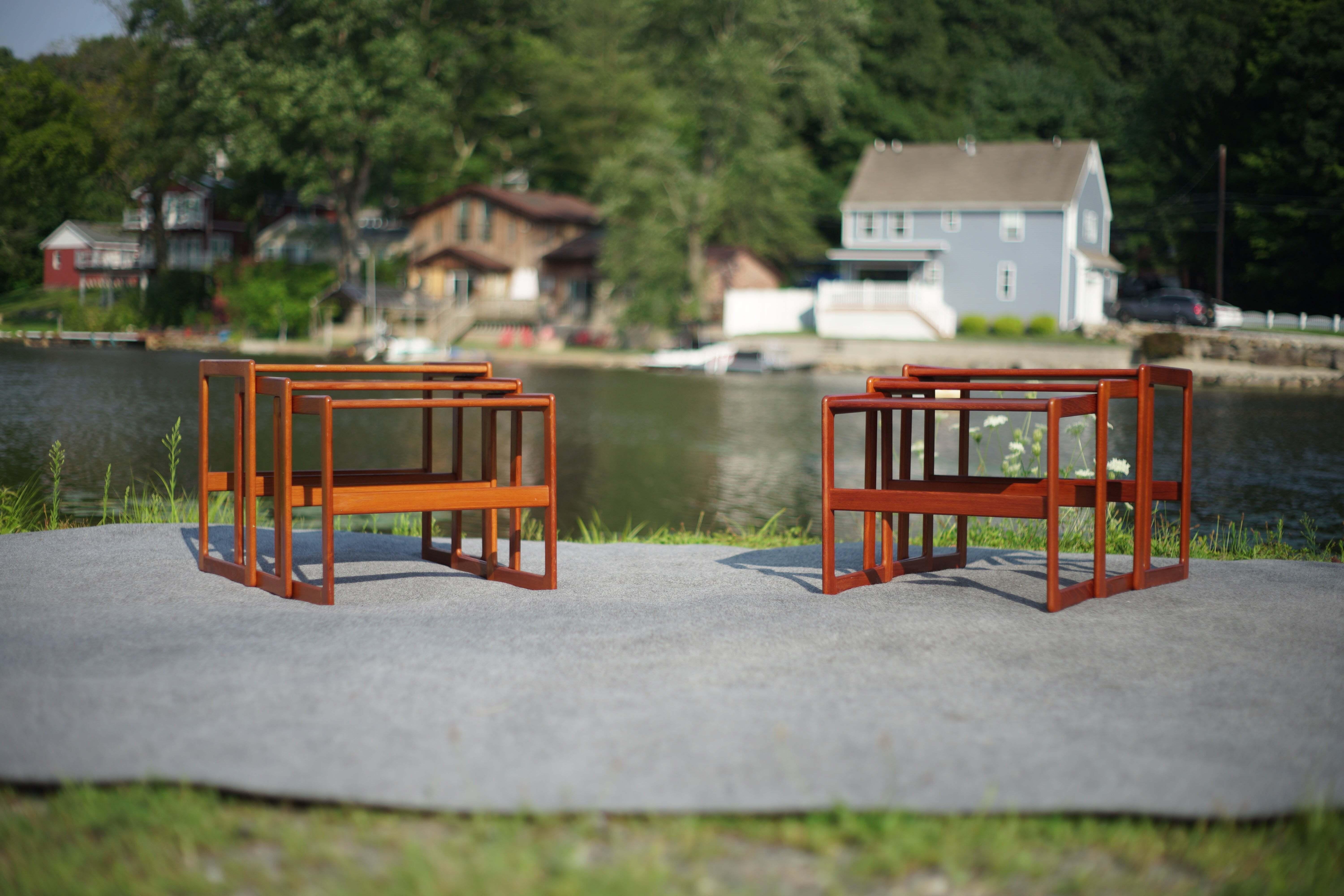 Vintage Danish Pair of Trio Teak Nesting Tables Arne Hovmand-Olsen Mogens Kold For Sale 4