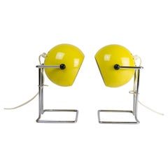 Vintage Danish Pair of Yellow Table Lamps, 1960s.