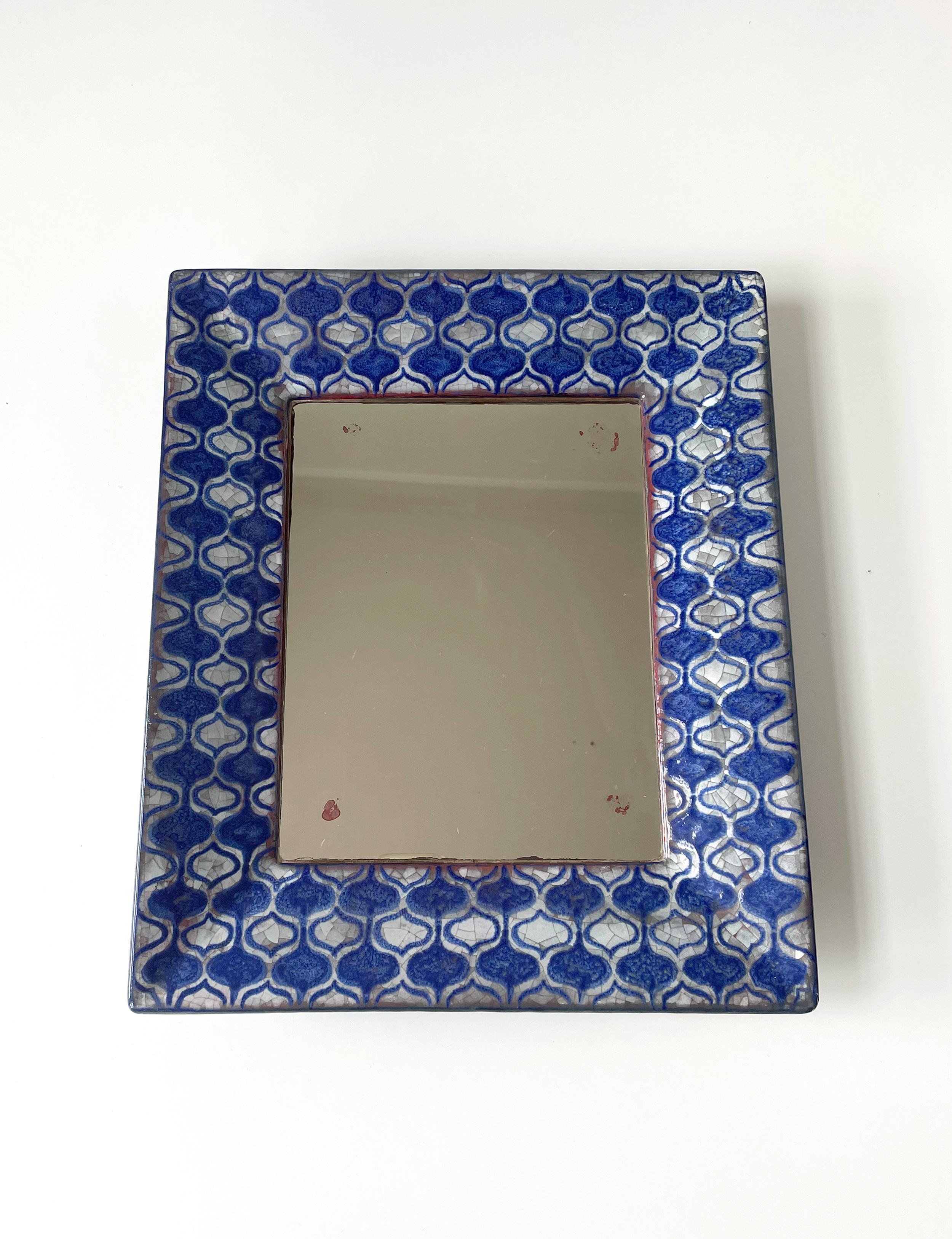 Vintage Persia Glazed Ceramic Wall Mirror, Michael Andersen, 1960s For Sale 5