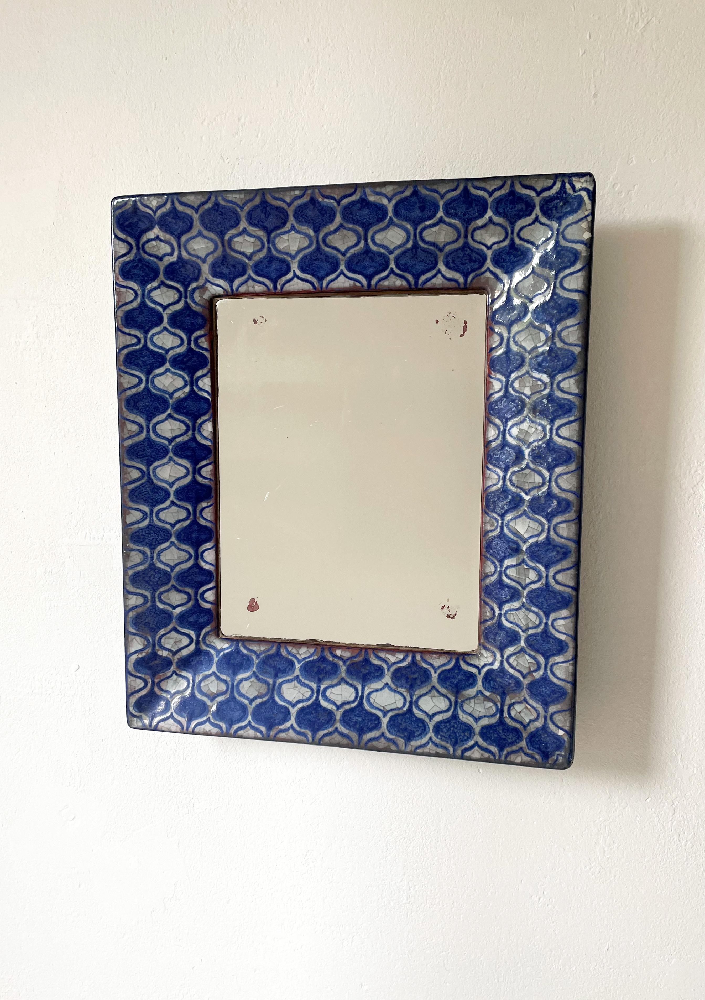 Vintage-Wandspiegel aus glasierter Keramik aus Persien, Michael Andersen, 1960er Jahre (Moderne der Mitte des Jahrhunderts) im Angebot