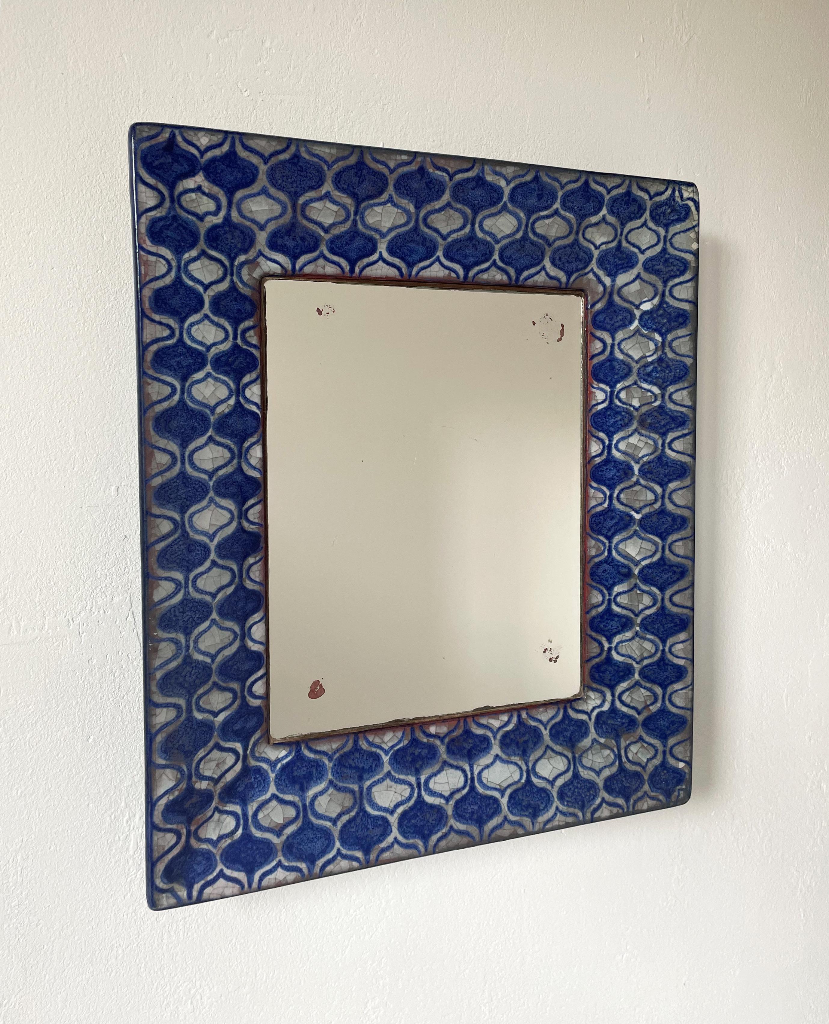 Vintage-Wandspiegel aus glasierter Keramik aus Persien, Michael Andersen, 1960er Jahre (Dänisch) im Angebot