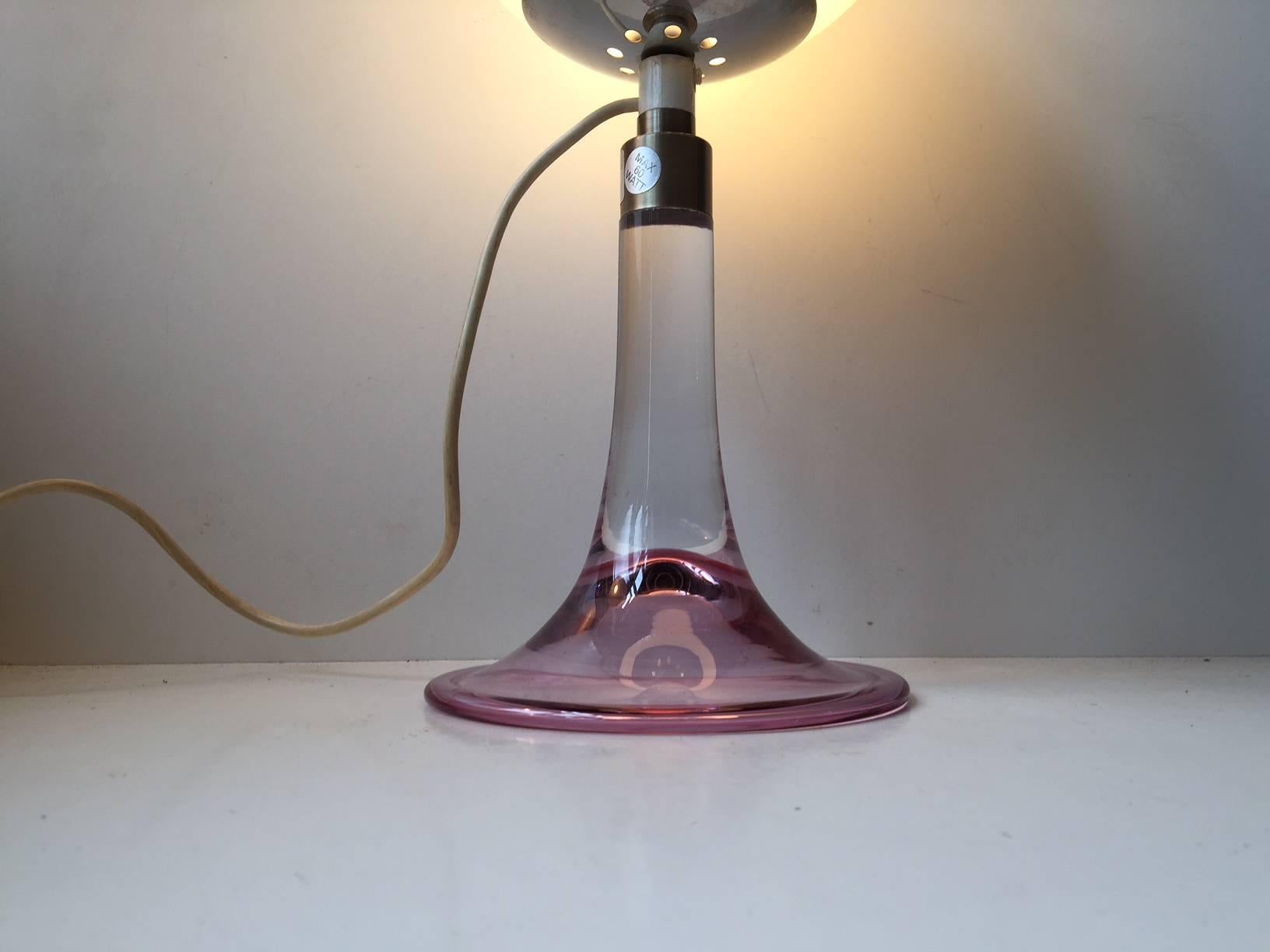 Mid-Century Modern Vintage Danish Pink Fanfare Table Lamp by Royal Copenhagen & Holmegaard, 1980s