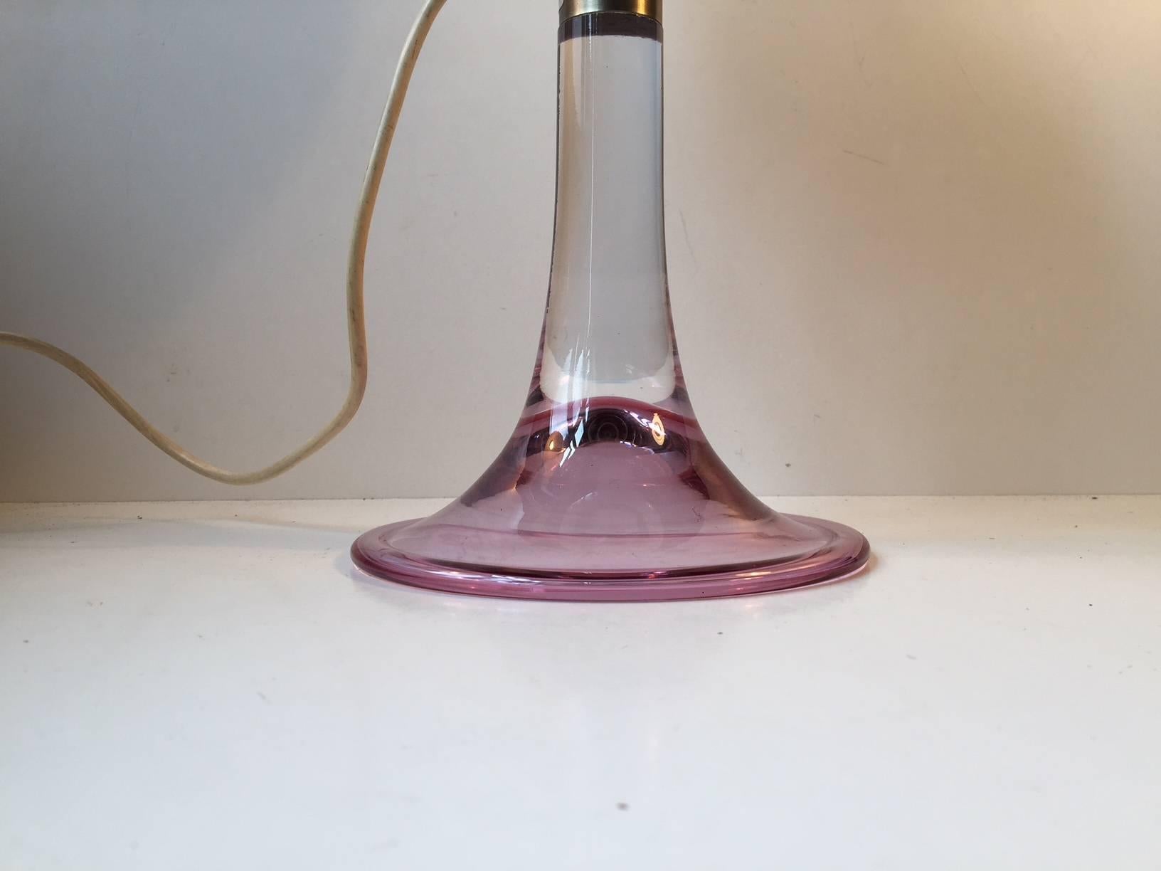 Vintage Danish Pink Fanfare Table Lamp by Royal Copenhagen & Holmegaard, 1980s In Good Condition In Esbjerg, DK