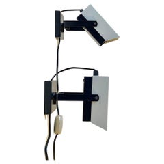 Vintage Danish Pop Art Wall Lamps in Black & White Steel by Davis Lampe