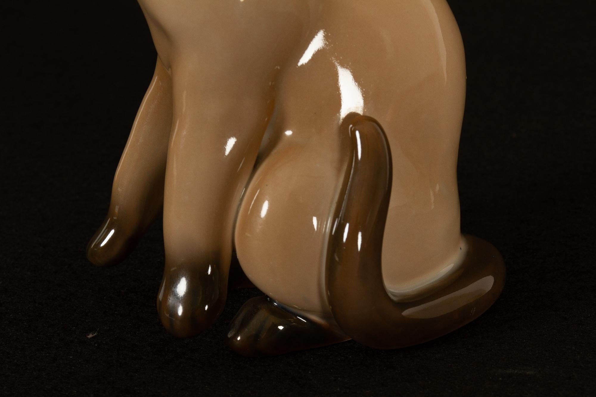 Mid-20th Century Vintage Danish Porcelain Figurine Siamese Cat by Bing & Grøndahl For Sale