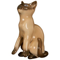 Retro Danish Porcelain Figurine Siamese Cat by Bing & Grøndahl