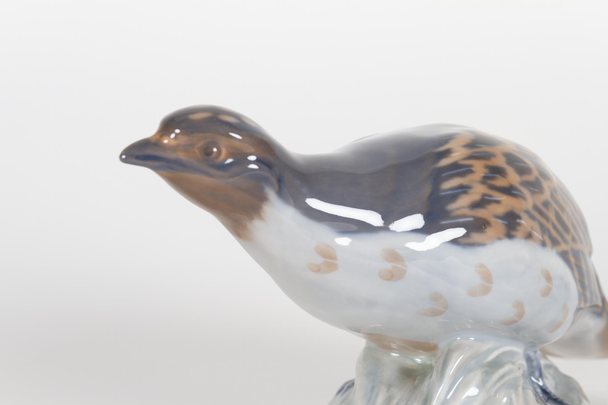 Late 20th Century Vintage Danish Porcelain Partridge Figurine by Royal Copenhagen, 1980s For Sale