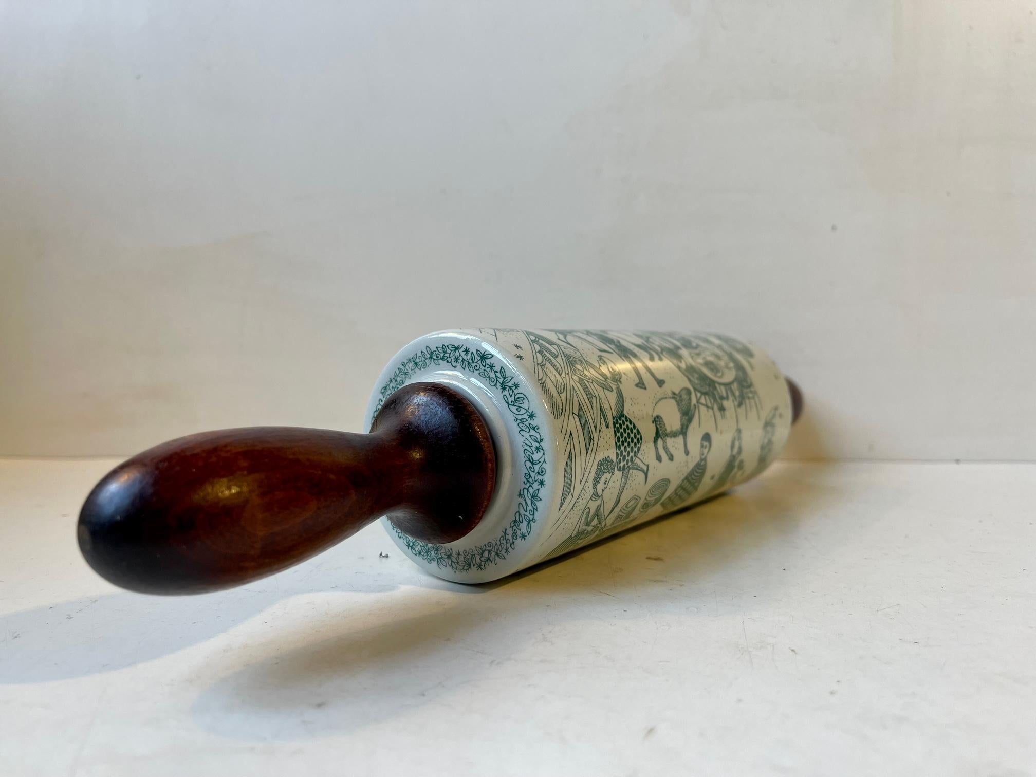 Mid-Century Modern Vintage Danish Porcelain Rolling Pin by Høyrup for Nymølle, 1960s For Sale