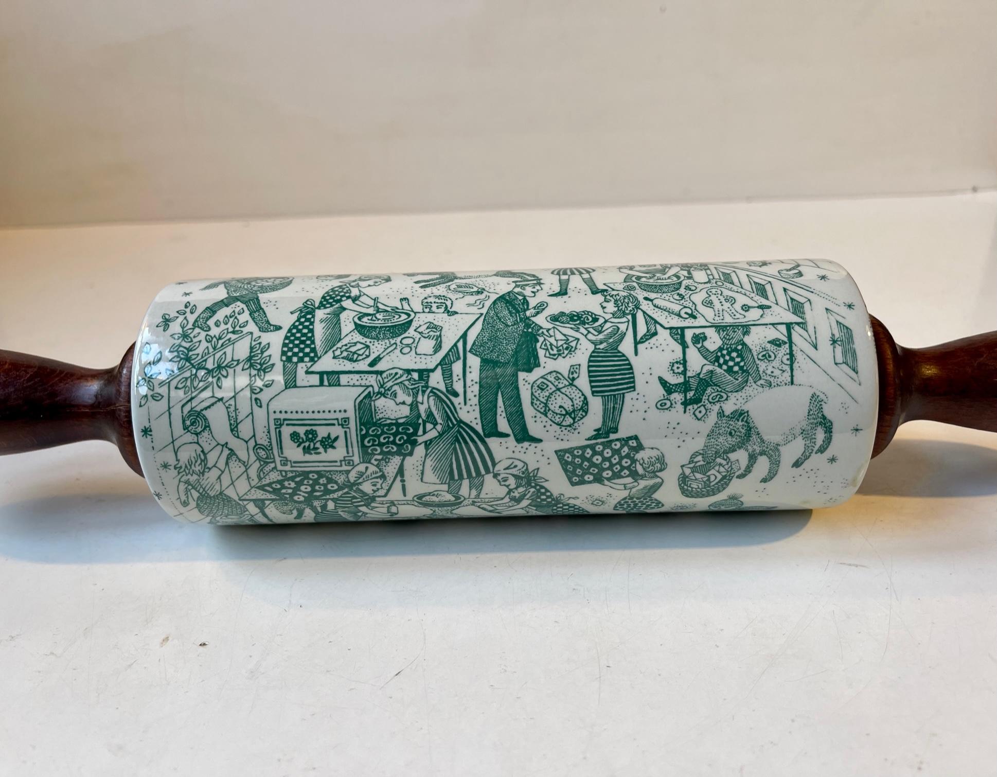 Mid-20th Century Vintage Danish Porcelain Rolling Pin by Høyrup for Nymølle, 1960s For Sale