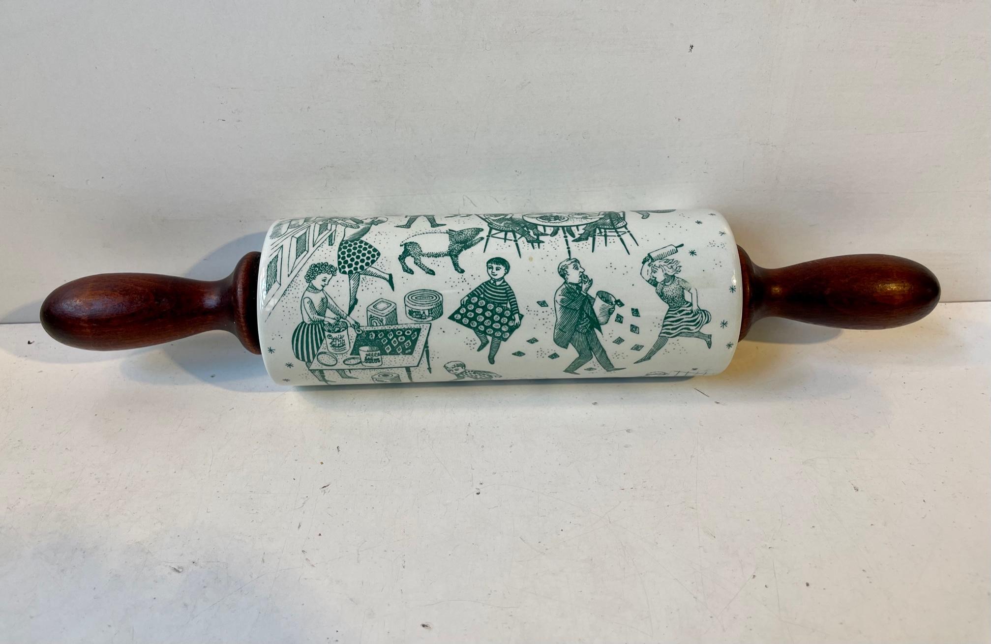 Rouleau à pâtisserie vintage en porcelaine danoise par Høyrup pour Nymølle, 1960s en vente