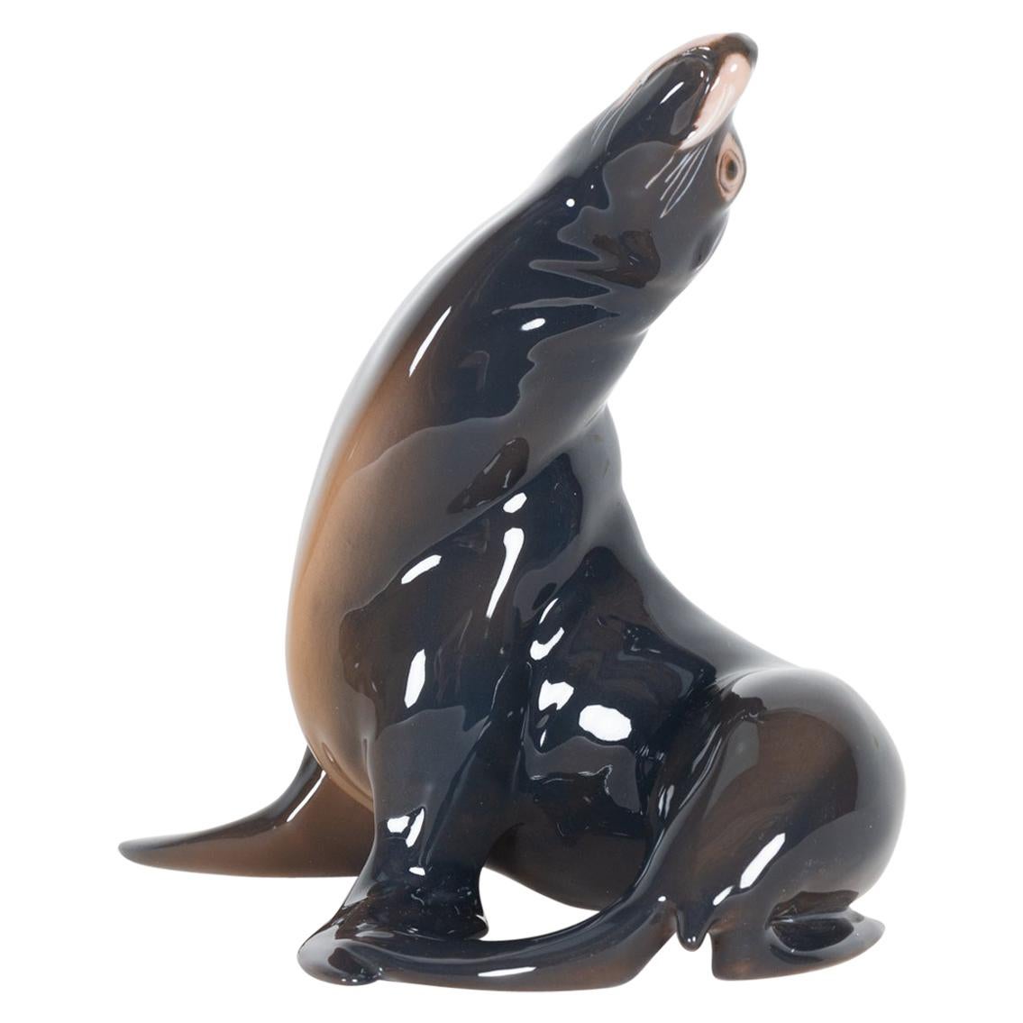 Vintage Danish Porcelain Sea Lion Figurine by Bing & Grøndahl  For Sale