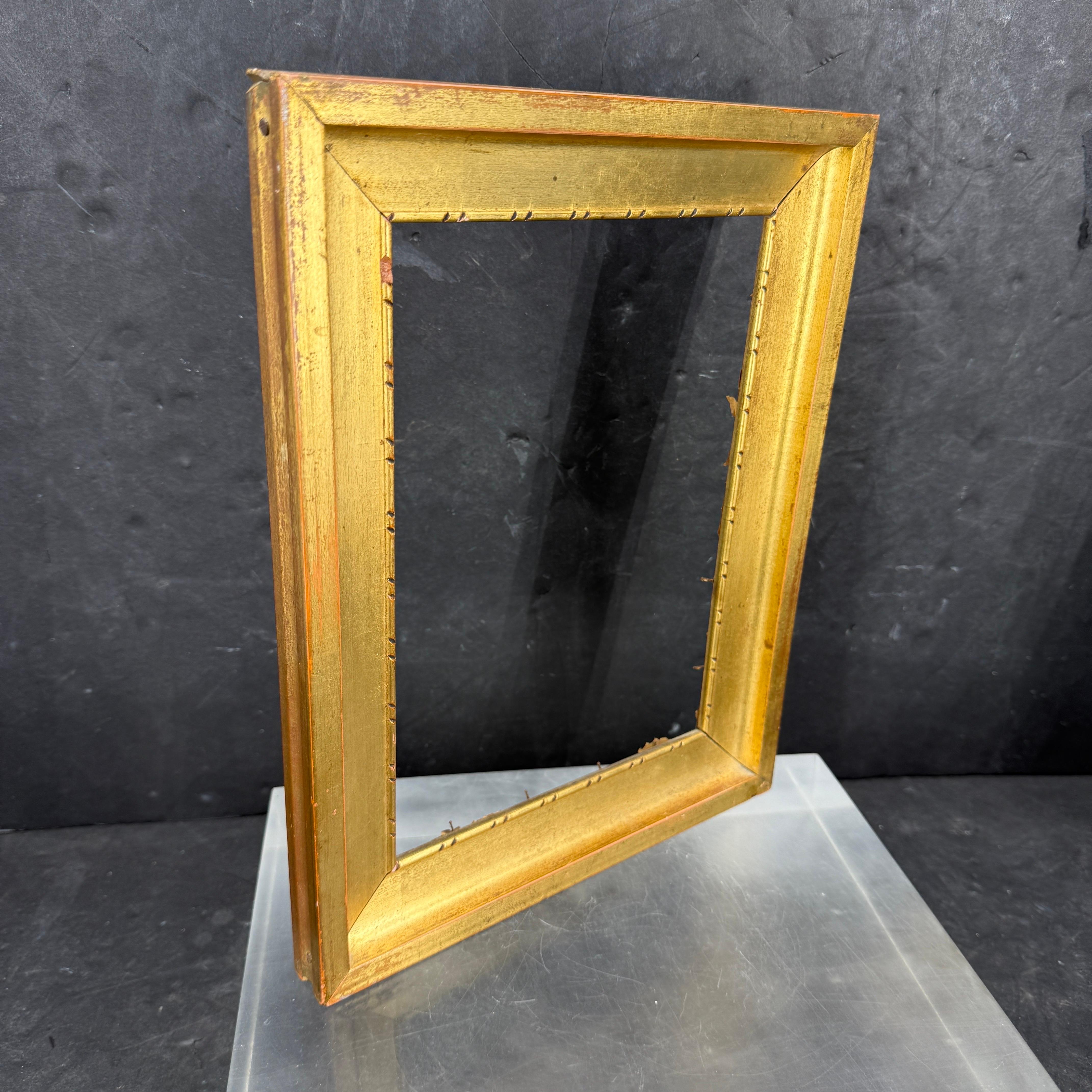 Inizio XX secolo Cornice danese rettangolare d'epoca in Wood Wood dorata e oro in vendita