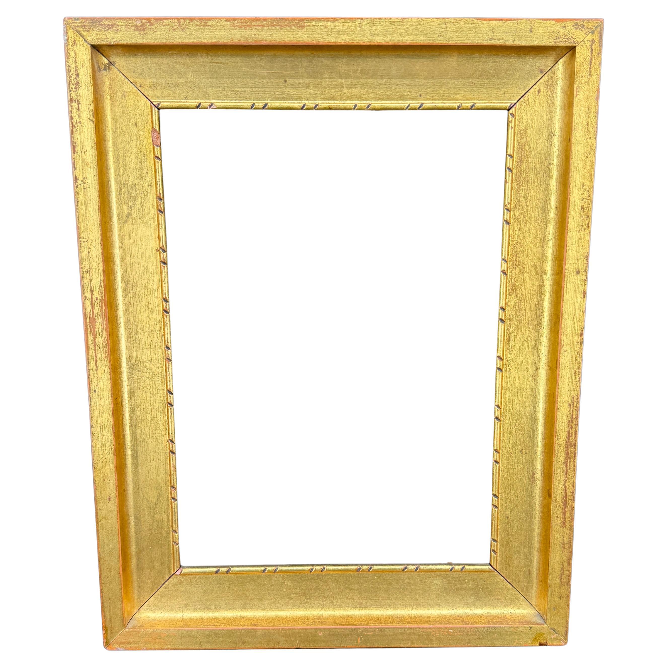 Vintage Danish Rectangular Wood Gilt Gold Art Frame