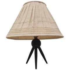 Vintage Danish Rewired Tripod Table Lamp with Fabric Shade, 1950s
