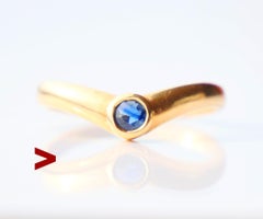 Vintage Danish Ring natural Blue Sapphire solid 18K Gold ØUS6 / 1.8gr