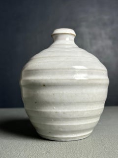 Vintage Rippled Light Gray Vase, Denmark, 1960s