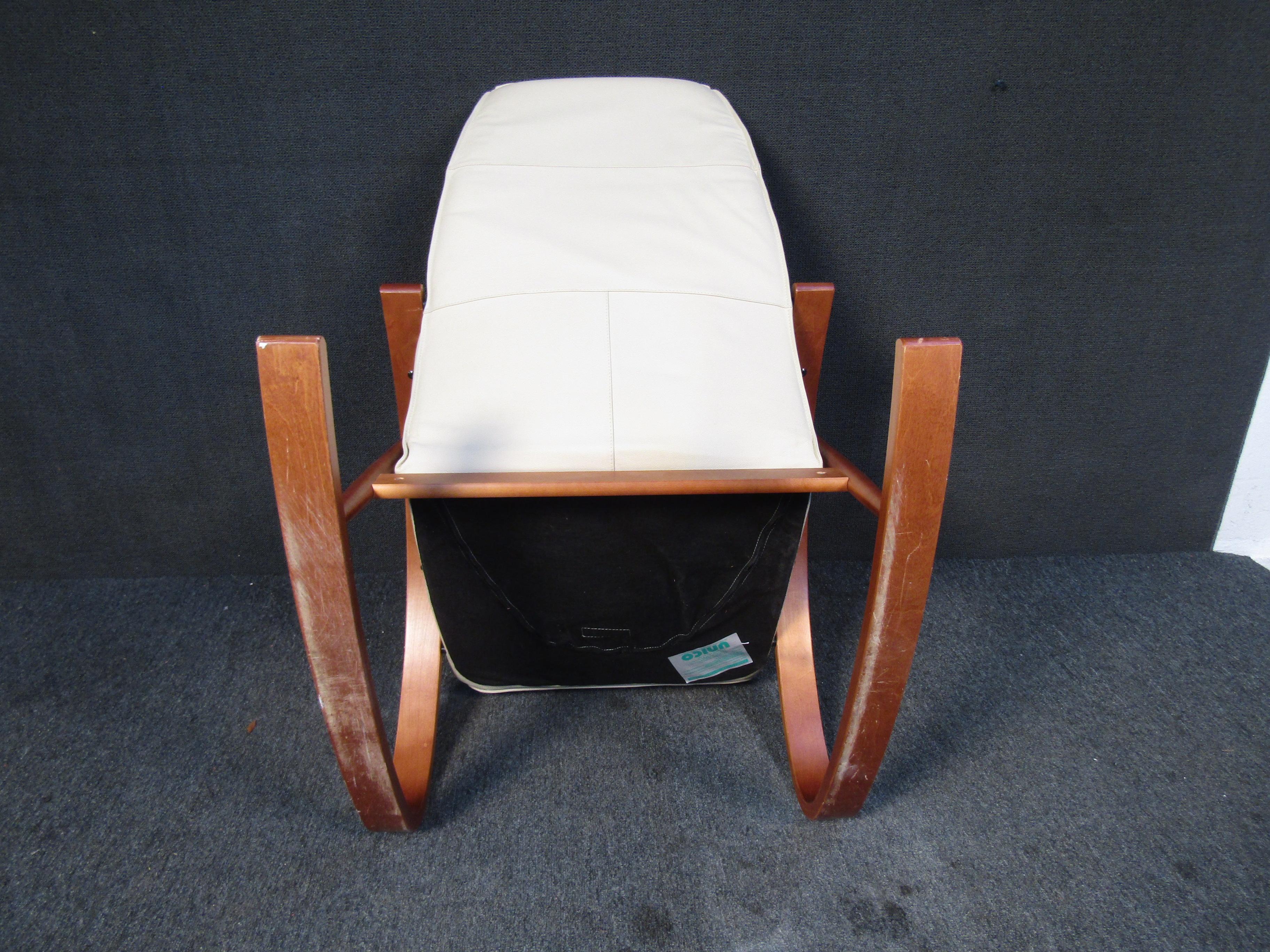 Vintage Danish Rocker by Unico in Teak and Leather In Good Condition For Sale In Brooklyn, NY