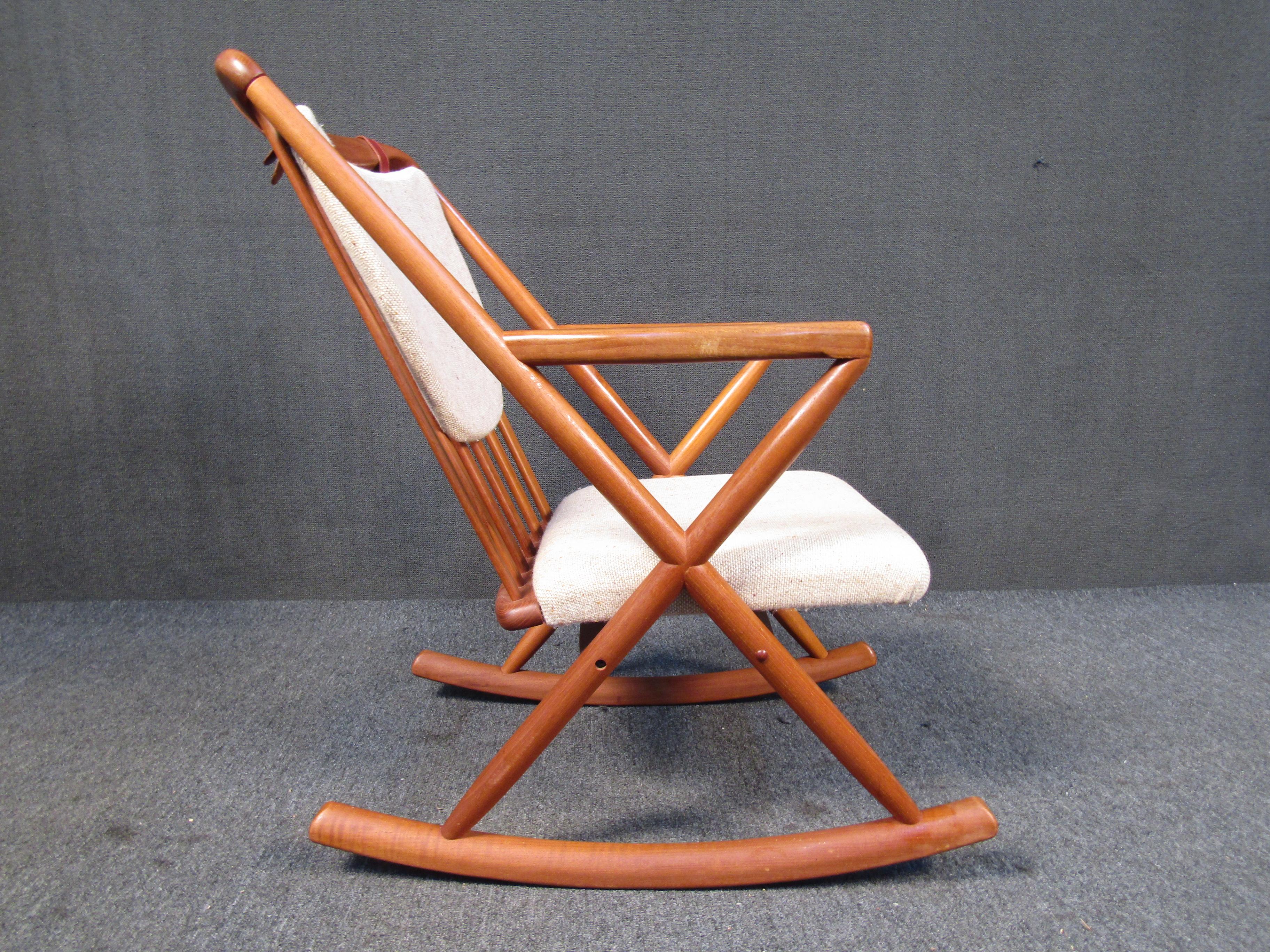 Mid-Century Modern Vintage Danish Rocking Chair in the Style of Benny Linden
