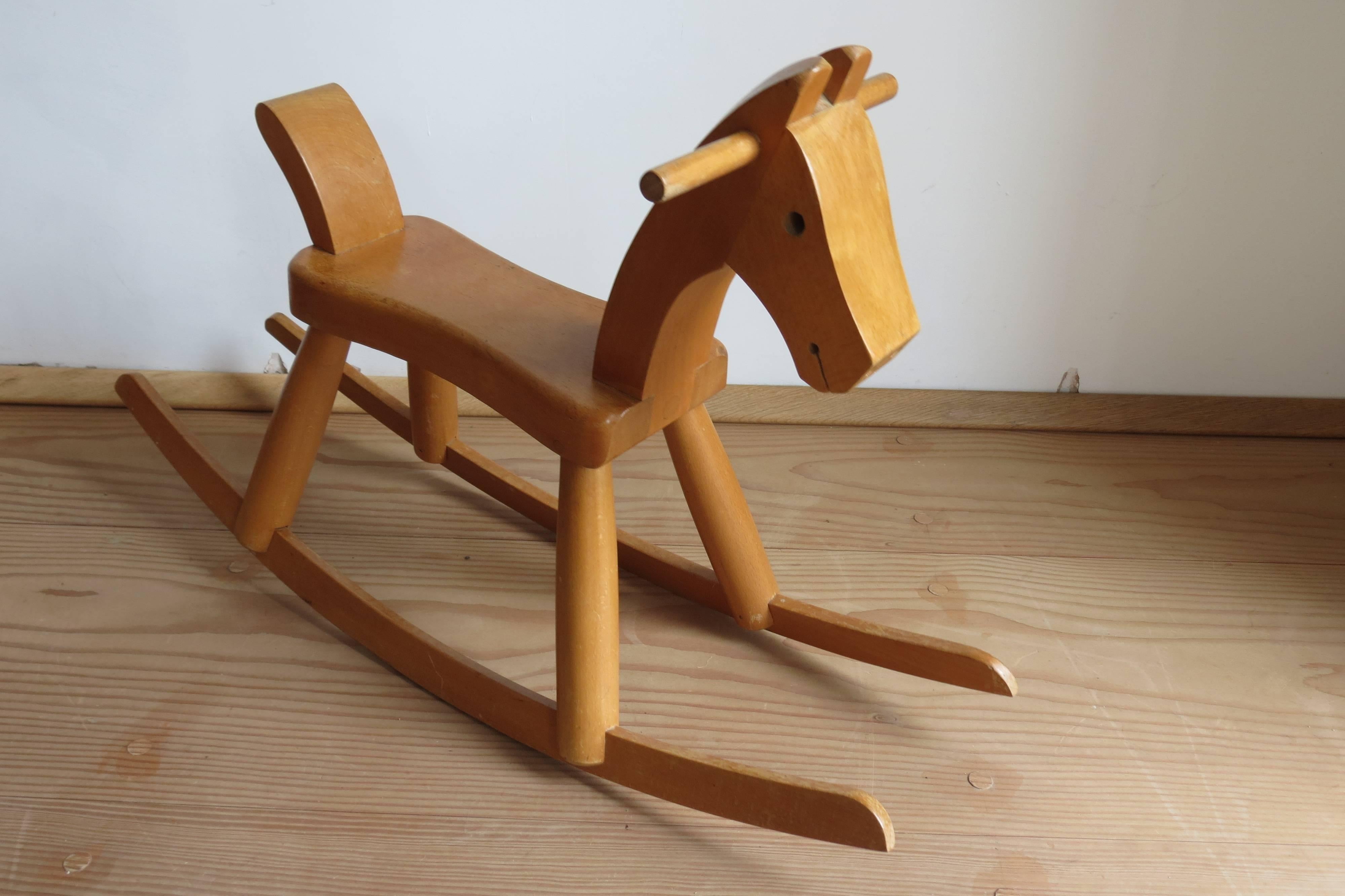 Vintage Danish rocking horse by Kay Bojesen
Original vintage Kay Bojesen rocking horse. 1960s edition, made from solid beech with a lacquered finish. Stamped to underside Kay Bojesen Denmark.
Two available, price is per piece, please note the