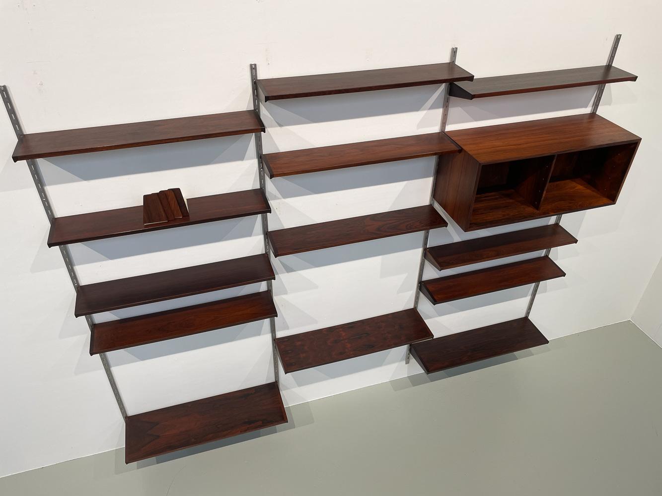 Vintage Danish Rosewood 3-Bay Wall Unit by Kai Kristiansen for FM, 1960s For Sale 7