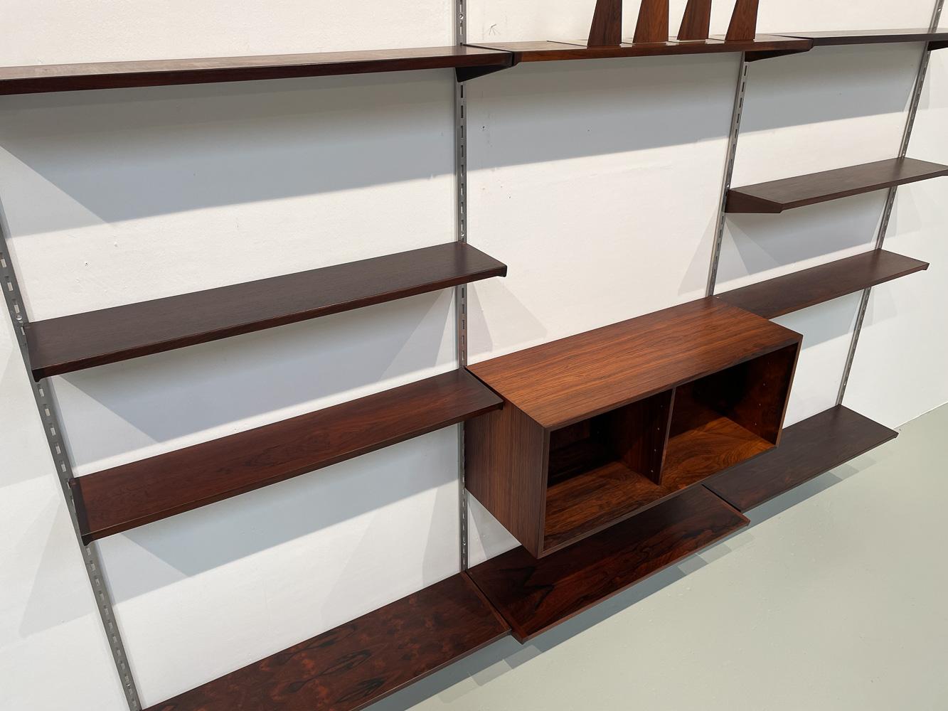 Mid-Century Modern Vintage Danish Rosewood 3-Bay Wall Unit by Kai Kristiansen for FM, 1960s For Sale
