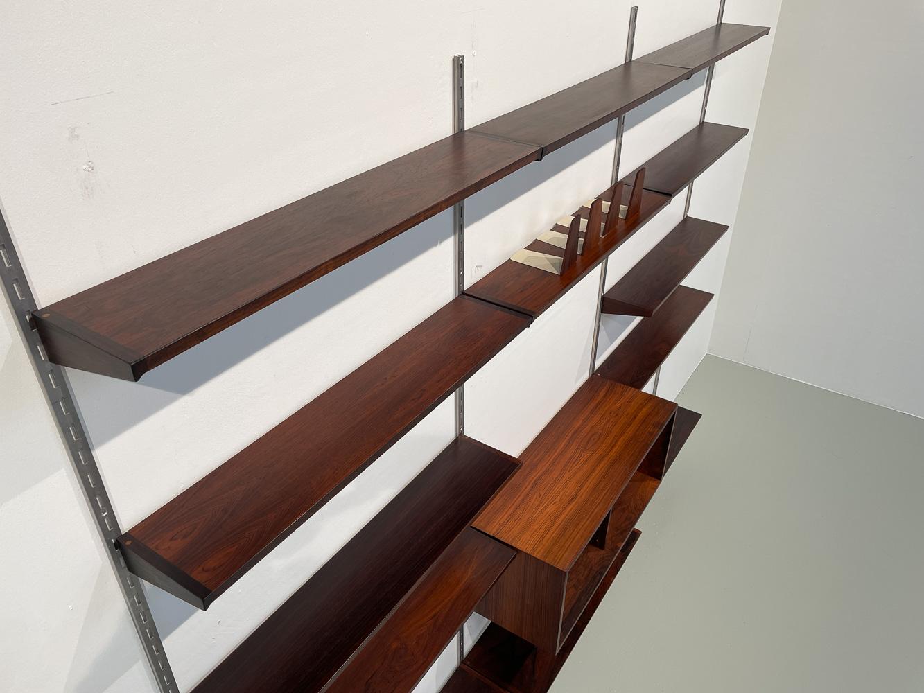 Vintage Danish Rosewood 3-Bay Wall Unit by Kai Kristiansen for FM, 1960s In Good Condition For Sale In Asaa, DK