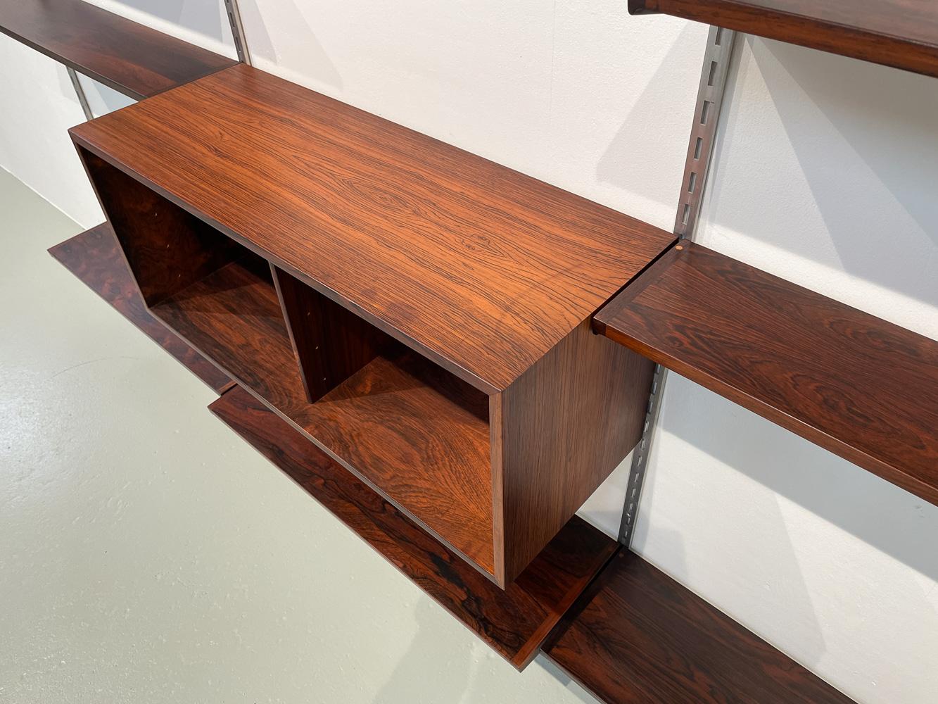 Vintage Danish Rosewood 3-Bay Wall Unit by Kai Kristiansen for FM, 1960s For Sale 1