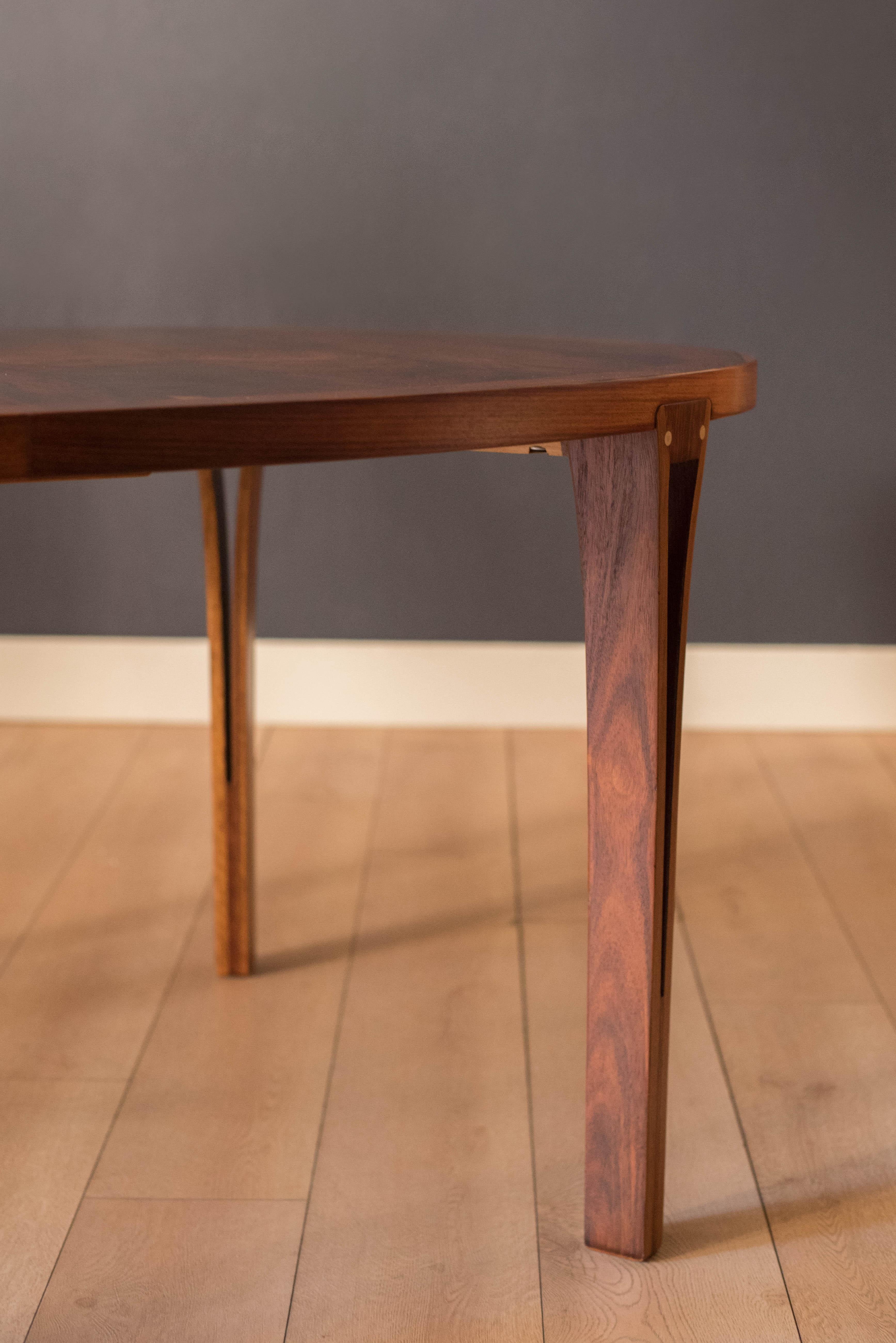 Vintage Danish Rosewood and Brass Oval Extension Dining Table 5