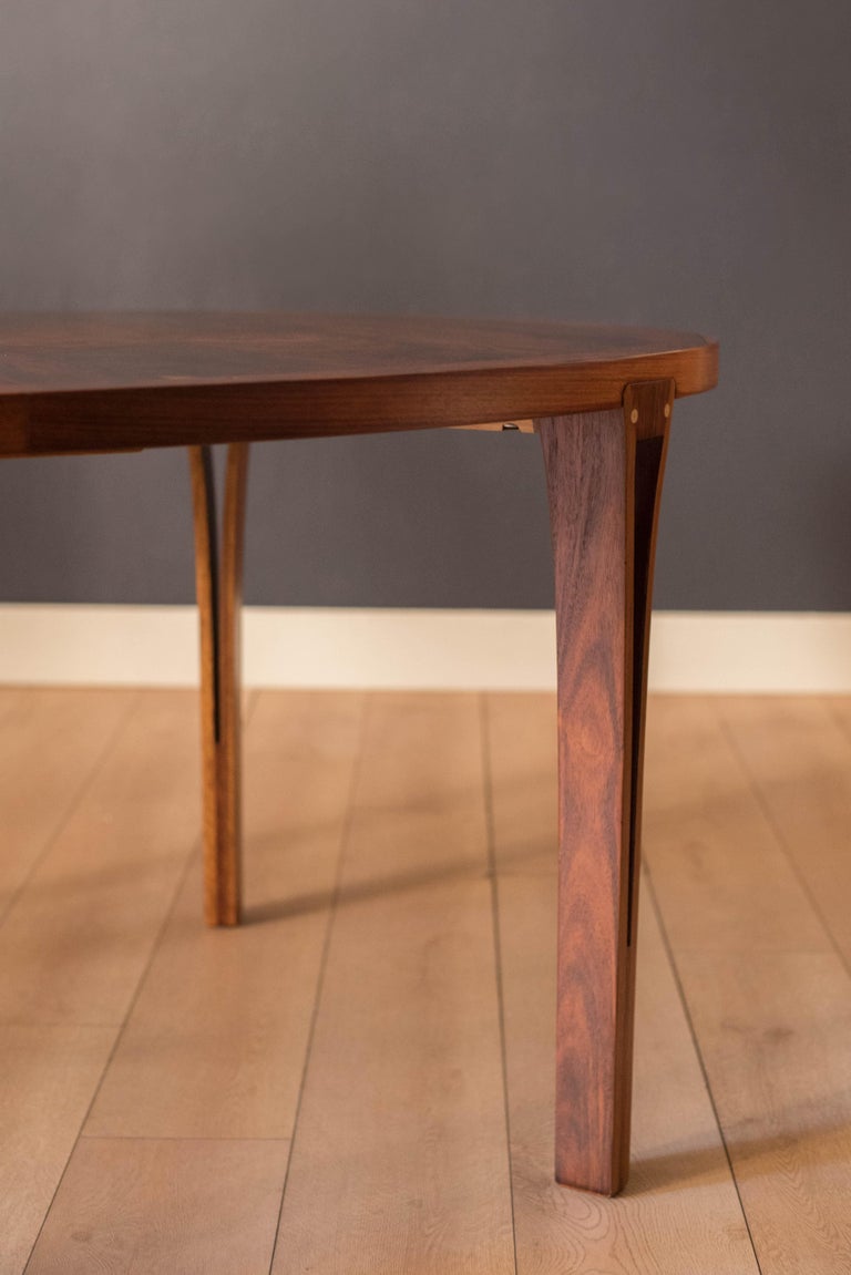 Vintage Danish Rosewood and Brass Oval Extension Dining Table For Sale 5