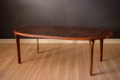 Vintage Danish Rosewood and Brass Oval Extension Dining Table