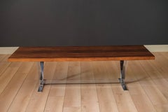Table basse danoise vintage G Thams en bois de rose et chrome