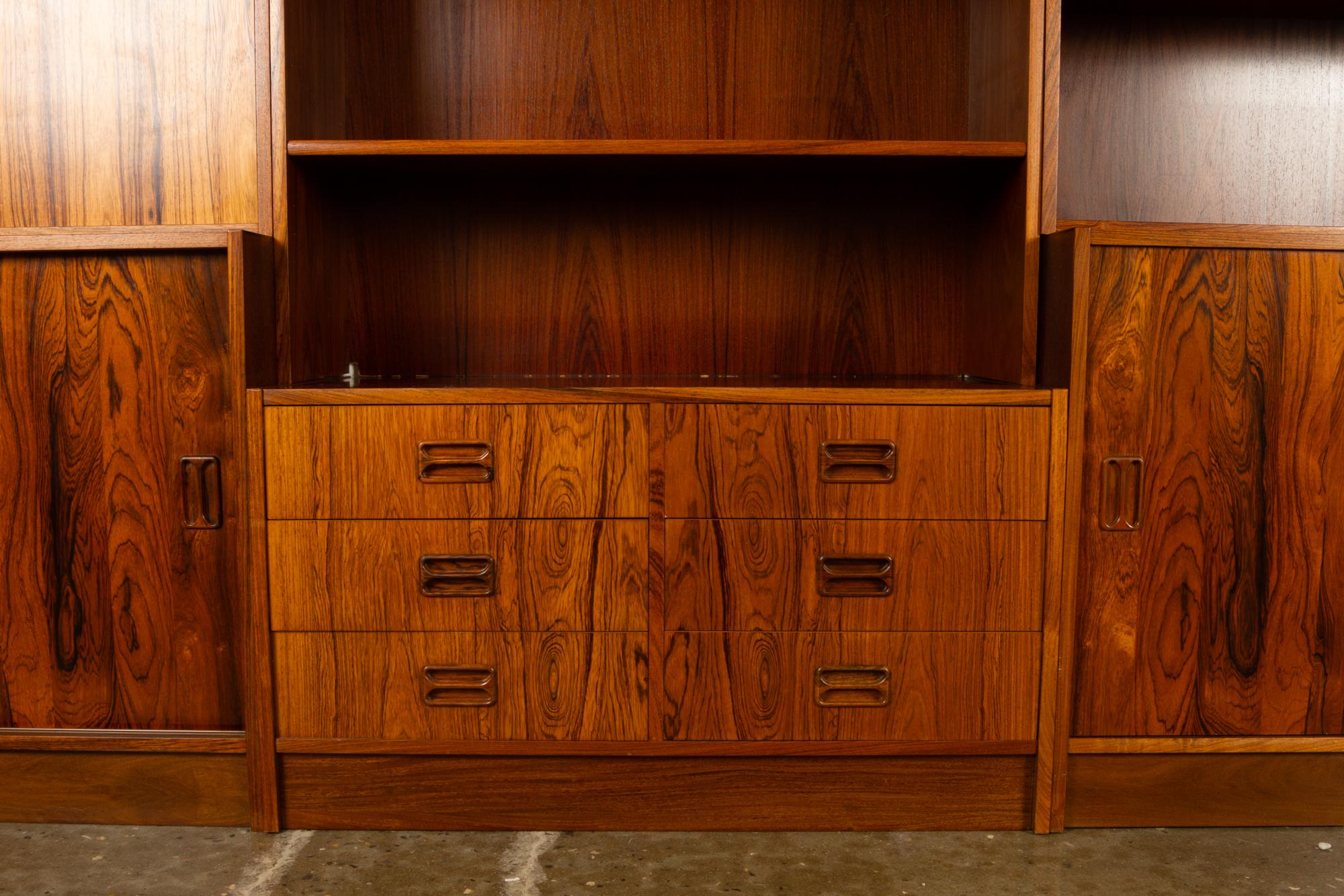 Veneer Vintage Danish Rosewood Bookcase, 1960s