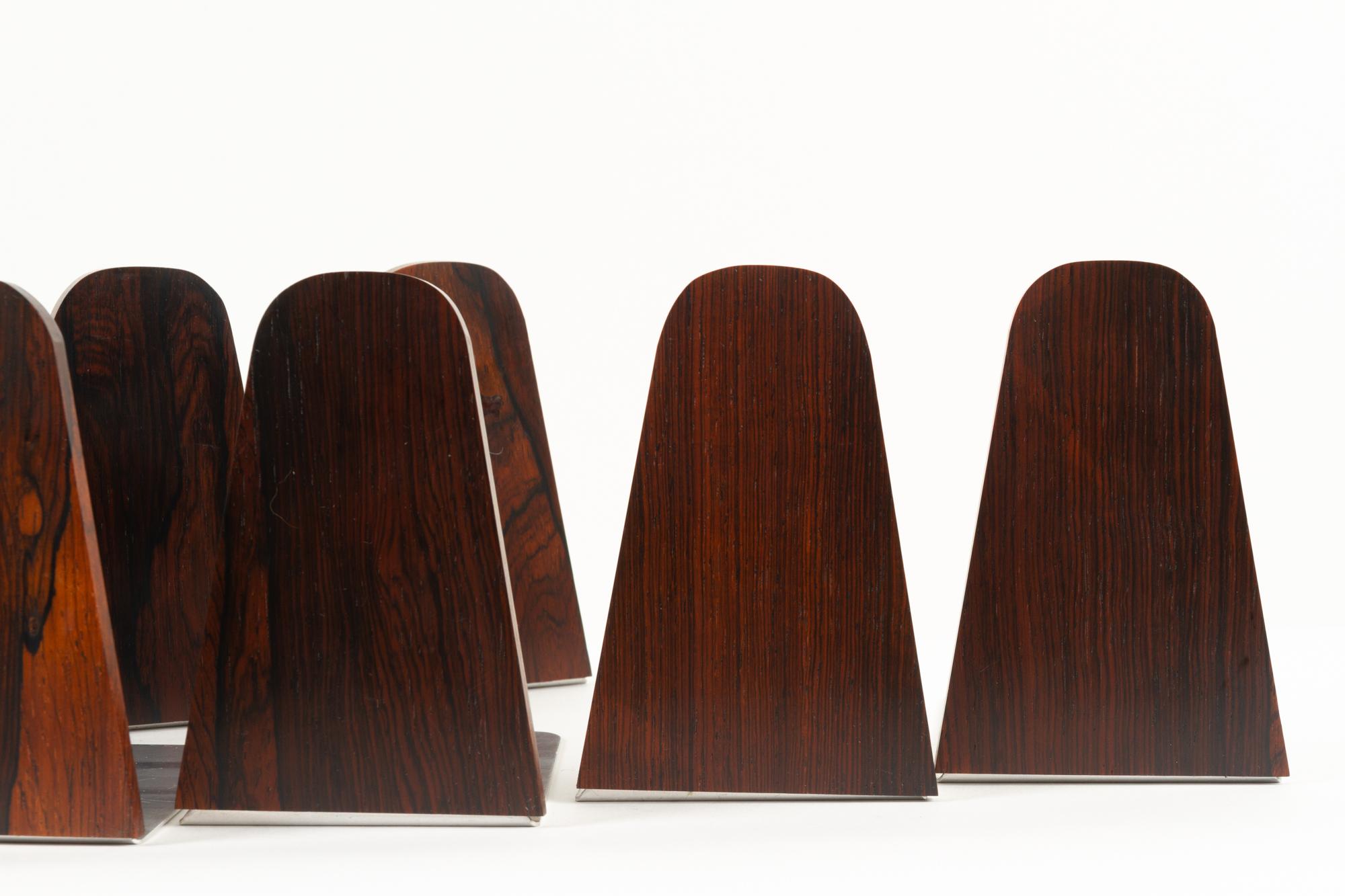 Mid-Century Modern Vintage Danish Rosewood Bookends, 1960s, Set of 8