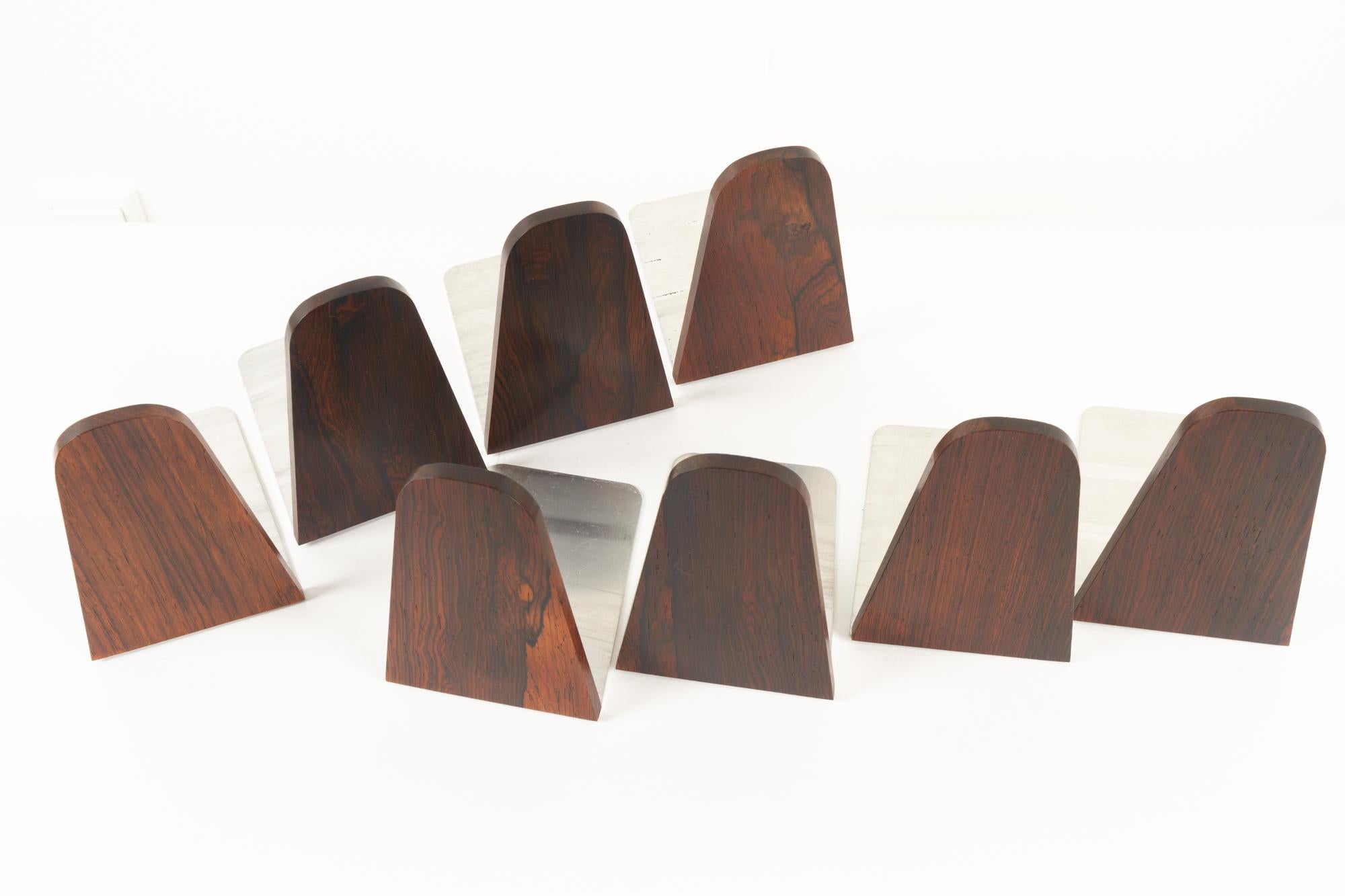 Vintage Danish Rosewood Bookends, 1960s, Set of 8 In Good Condition In Asaa, DK