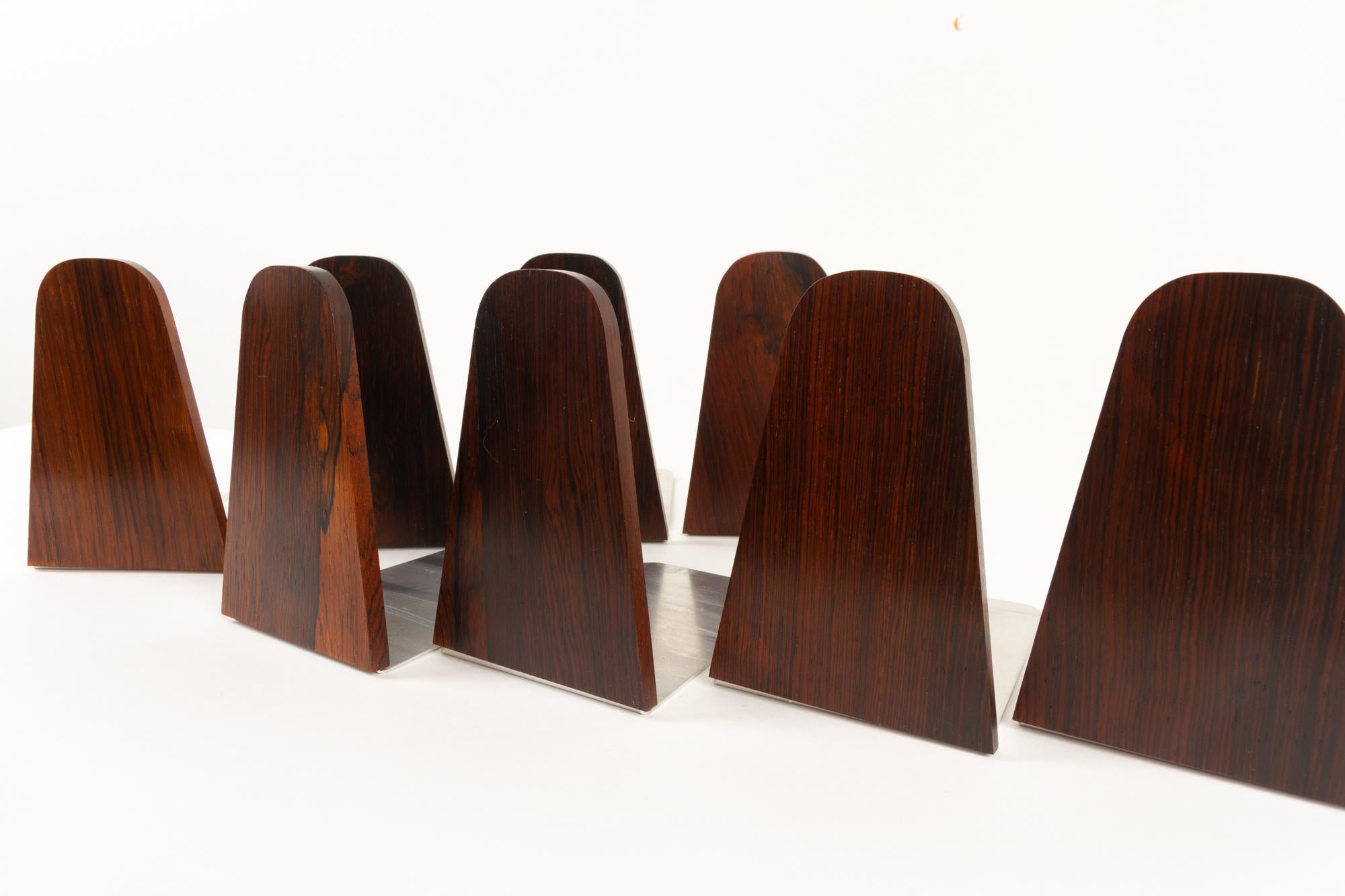 Mid-20th Century Vintage Danish Rosewood Bookends, 1960s, Set of 8
